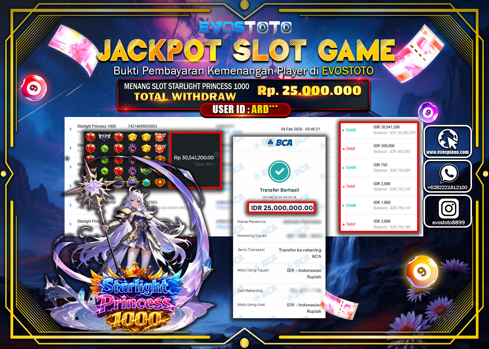 PEMBAYARAN JACKPOT SLOT STARLIGHT PRINCESS 1000 Rp.25.000.000 DI BAYAR LANGSUNG !