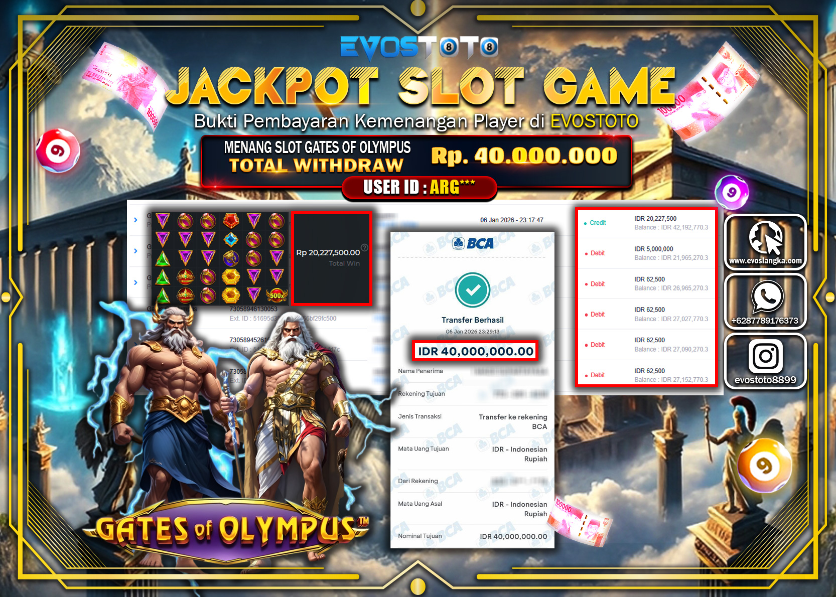 PEMBAYARAN JACKPOT SLOT GATES OF OLYMPUS Rp.40.000.000 DI BAYAR LANGSUNG !