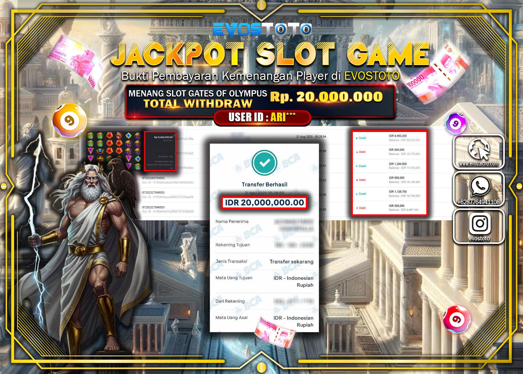PEMBAYARAN JACKPOT SLOT GATES OF OLYMPUS Rp20.000.000 DI BAYAR LANGSUNG !