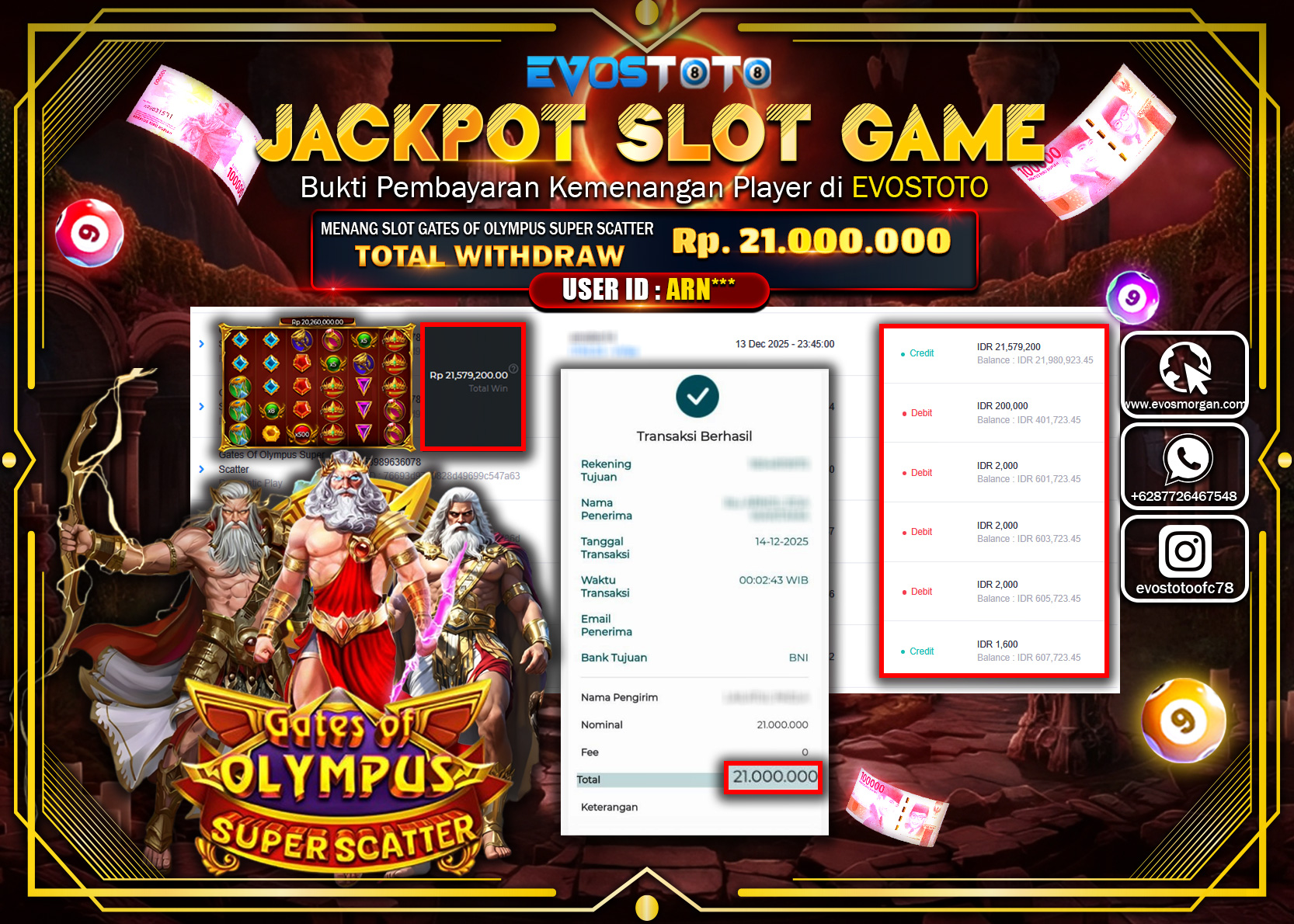PEMBAYARAN JACKPOT SLOT GATES OF OLYMPUS SUPER SCATTER Rp.21.000.000 DI BAYAR LANGSUNG !