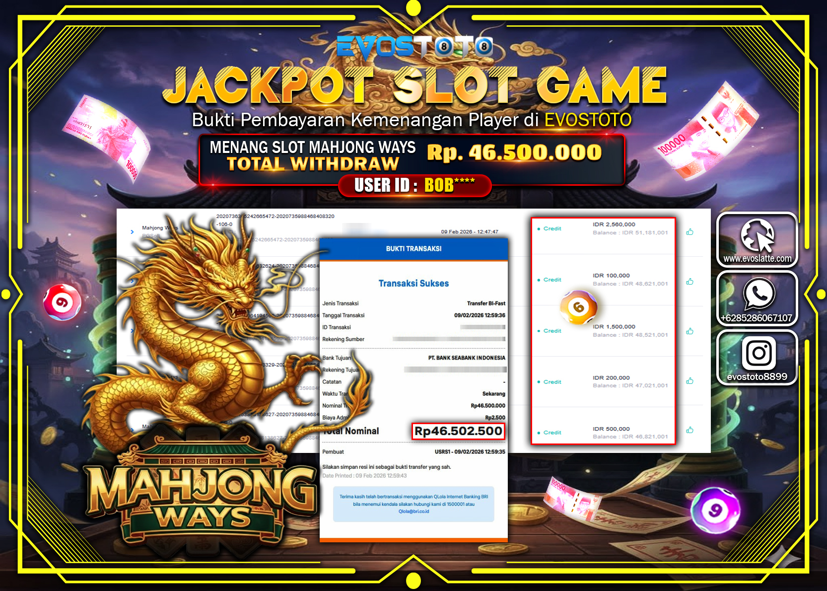 PEMBAYARAN JACKPOT SLOT MAHJONG WAYS Rp.46.500.000 DI BAYAR LANGSUNG !