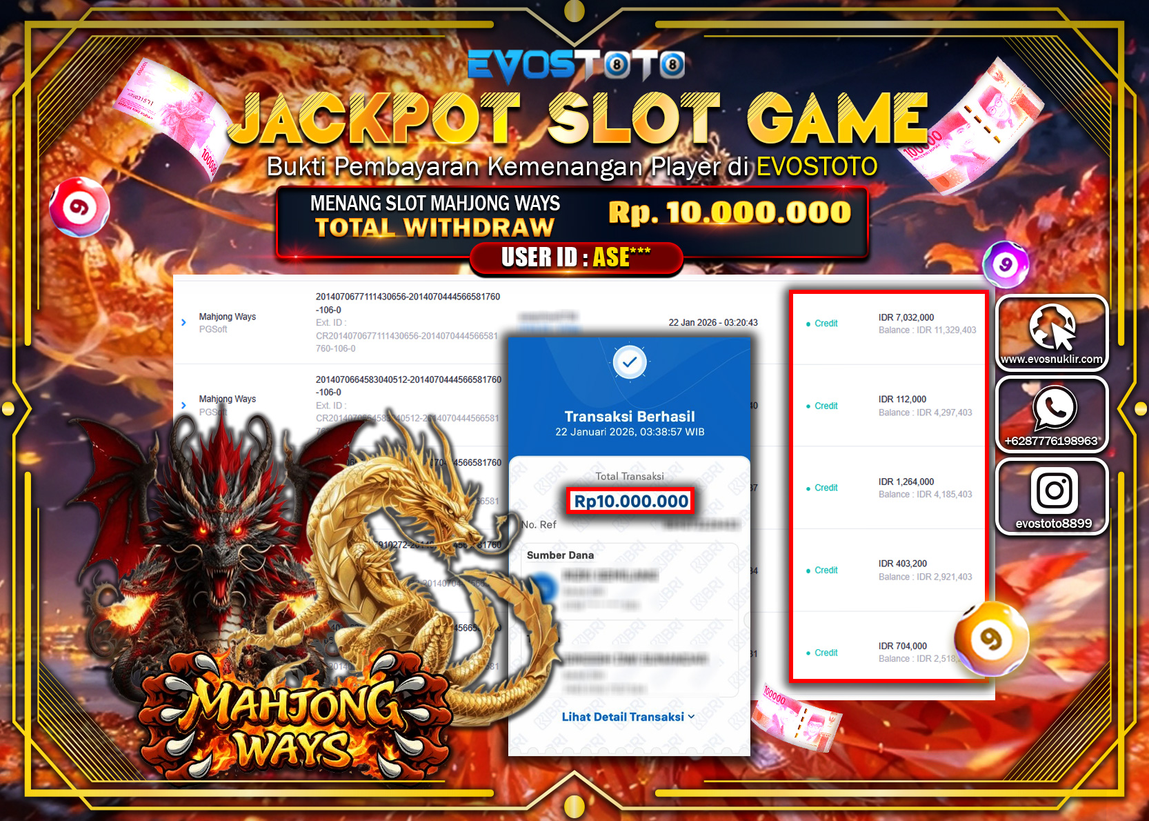 PEMBAYARAN JACKPOT SLOT MAHJONG WAYS Rp.10.000.000 DI BAYAR LANGSUNG !