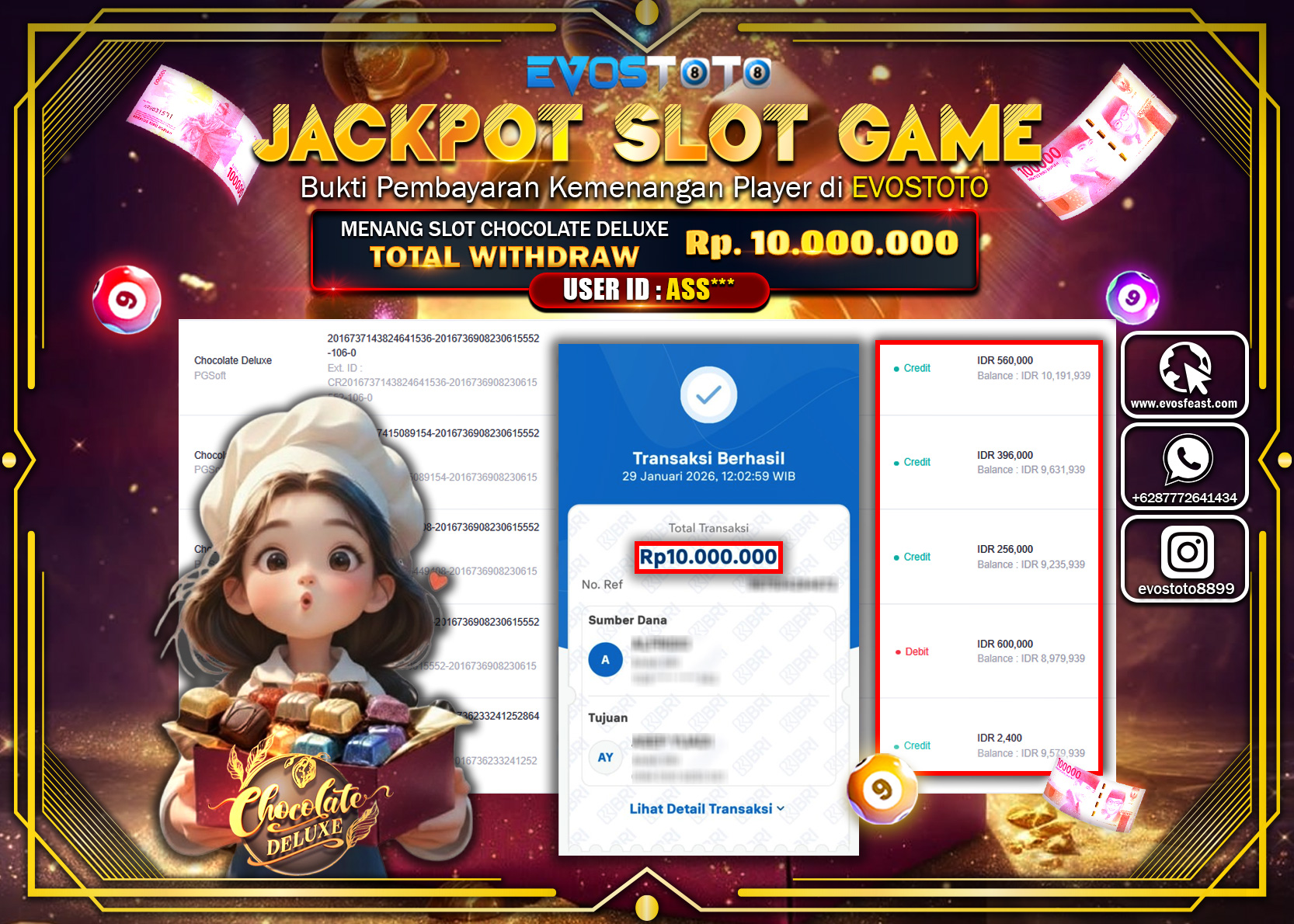 PEMBAYARAN JACKPOT SLOT CHOCOLATE DELUXE  Rp.10.000.000 DI BAYAR LANGSUNG !