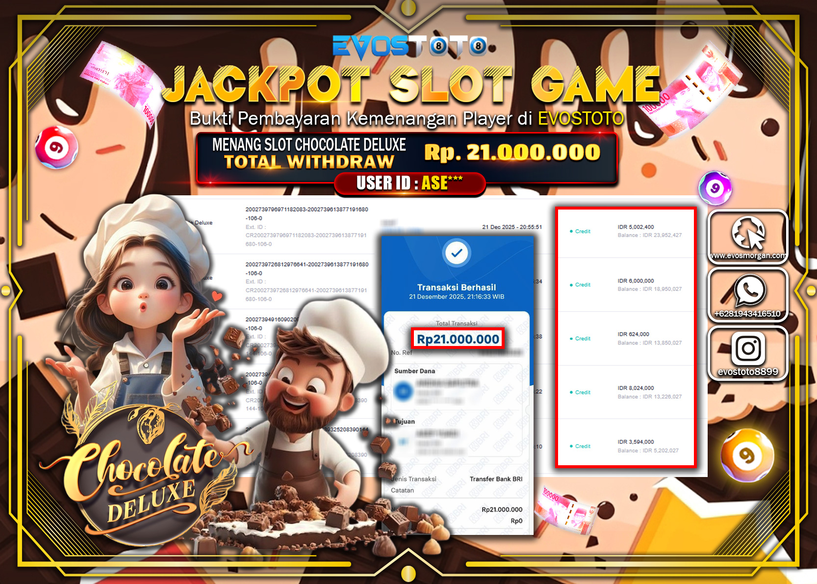 PEMBAYARAN JACKPOT SLOT CHOCOLATE DELUXE Rp.21.000.000 DI BAYAR LANGSUNG !