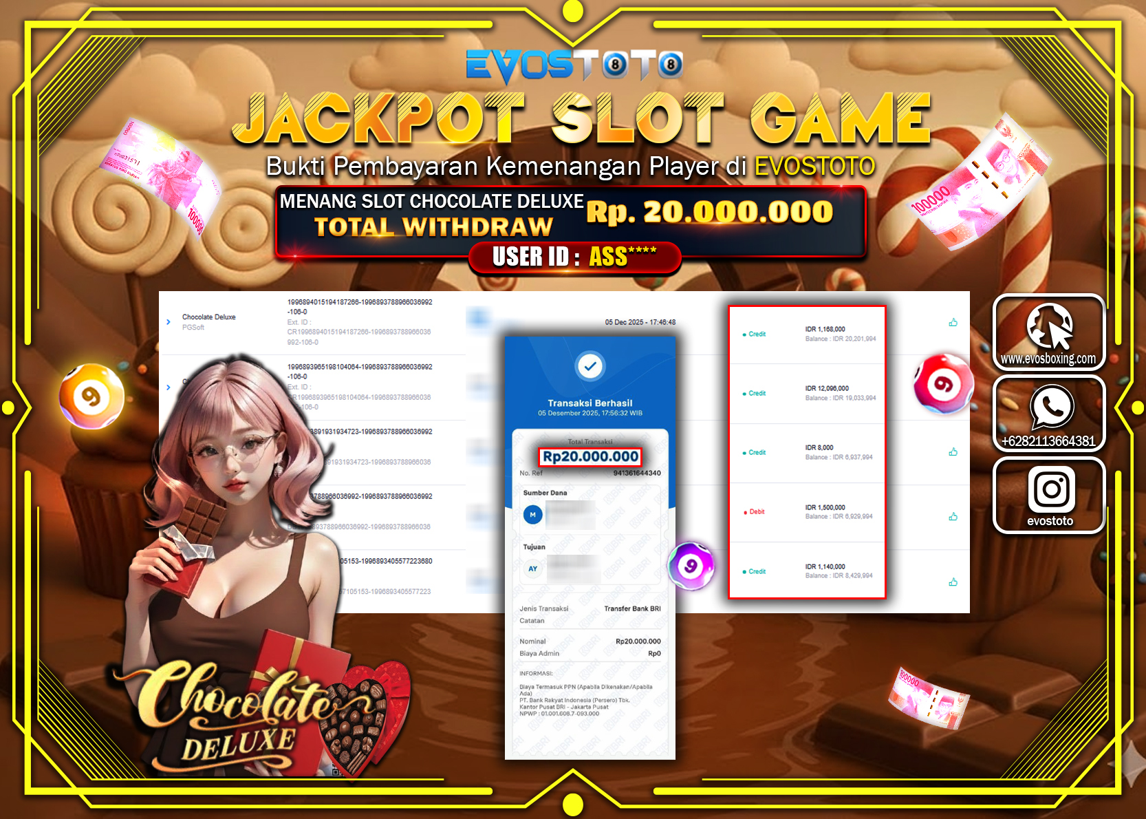 PEMBAYARAN JACKPOT SLOT CHOCOLATE DELUXE Rp.20.000.000 DI BAYAR LANGSUNG !