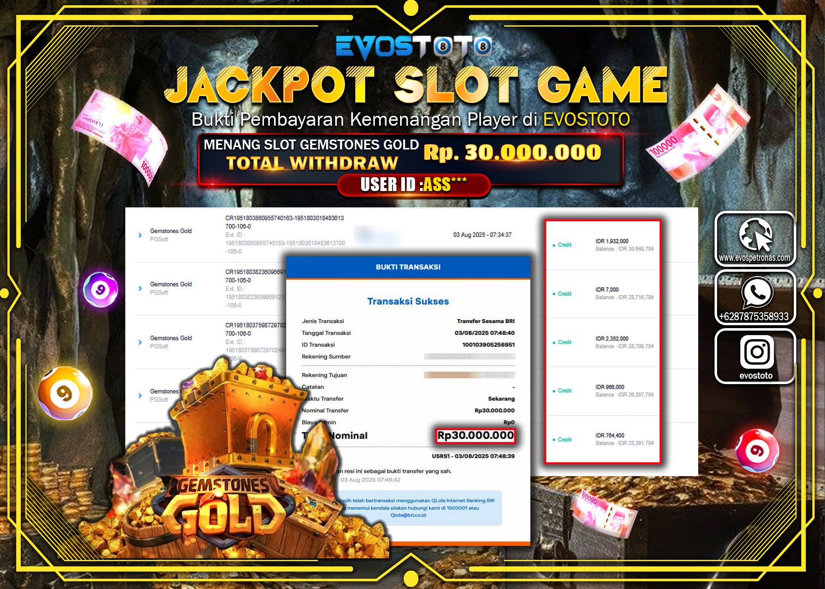 PEMBAYARAN JACKPOT SLOT GAMSTONES GOLD Rp30.000.000 DI BAYAR LANGSUNG !