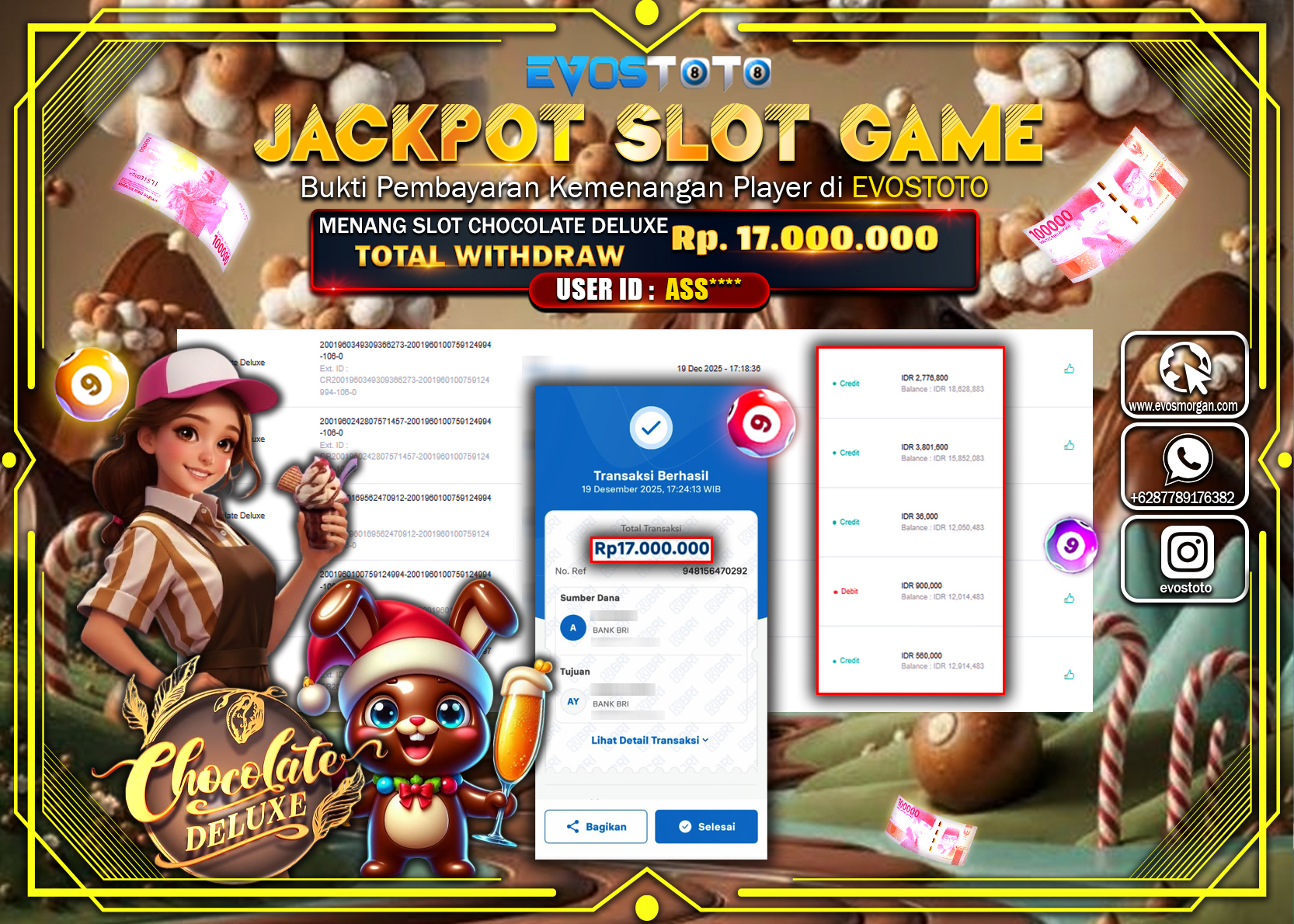 PEMBAYARAN JACKPOT SLOT CHOCOLATE DELUXE Rp.17.000.000 DI BAYAR LANGSUNG !