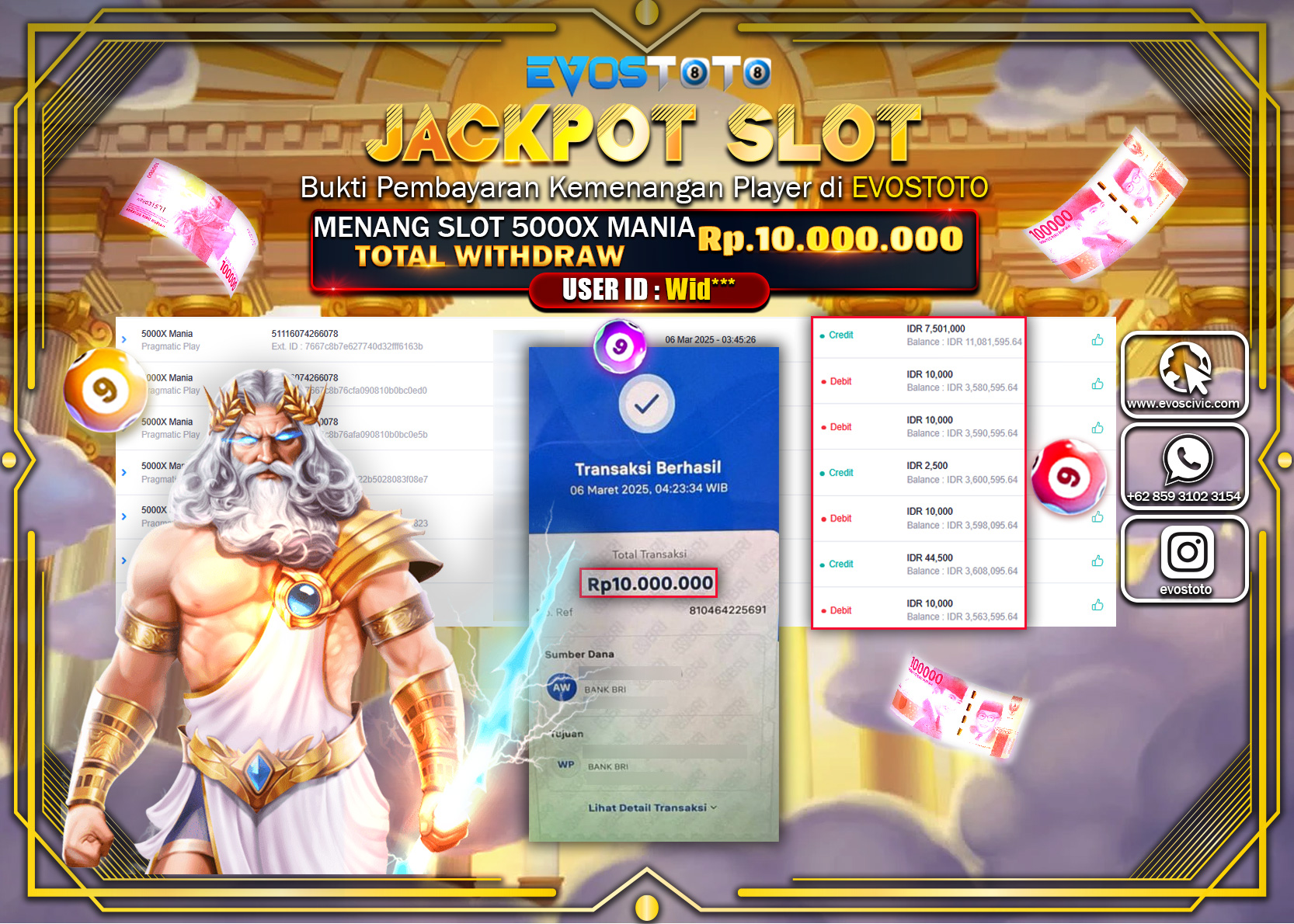 PEMBAYARAN JACKPOT SLOT 5000x MANIA Rp.10.000.000 DI BAYAR LANGSUNG !