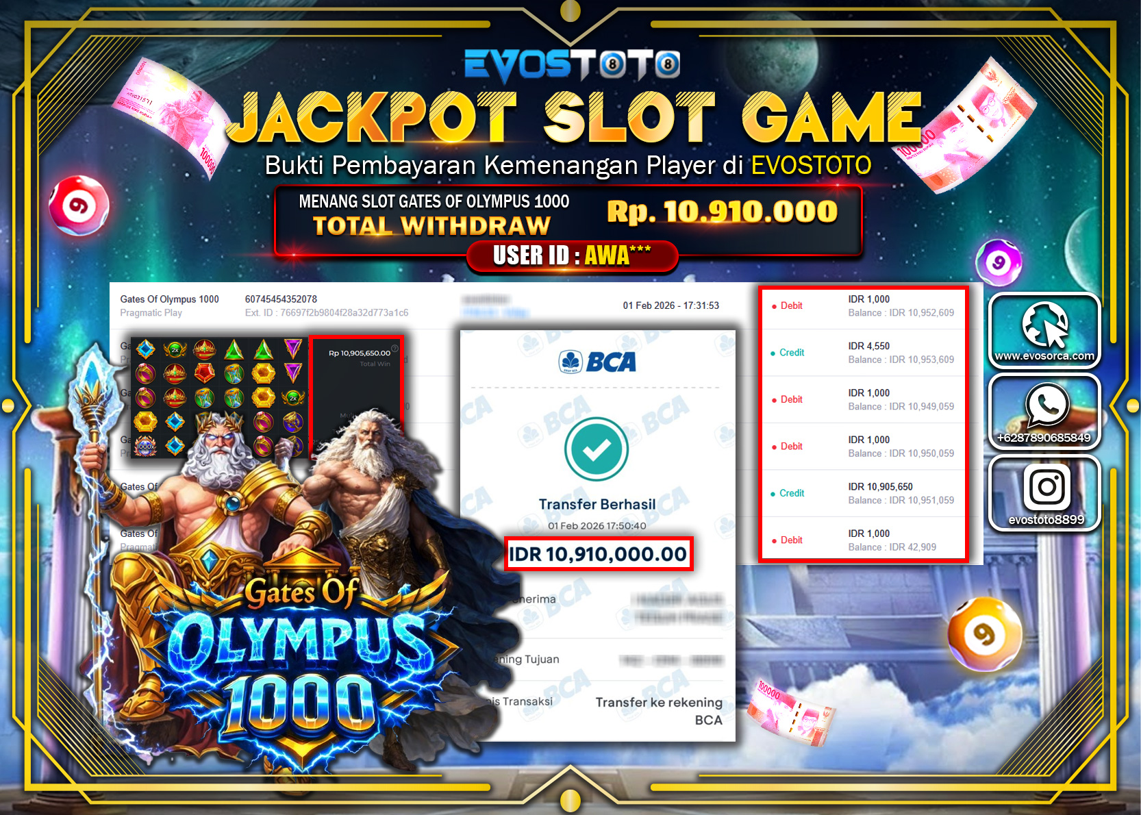PEMBAYARAN JACKPOT SLOT GATES OF OLYMPUS 1000 Rp.10.910.000 DI BAYAR LANGSUNG !