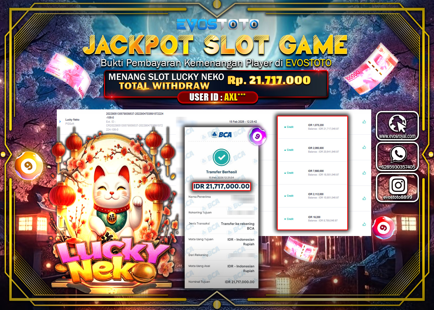 PEMBAYARAN JACKPOT SLOT LUCKY NEKO Rp.21.717.000 DI BAYAR LANGSUNG !
