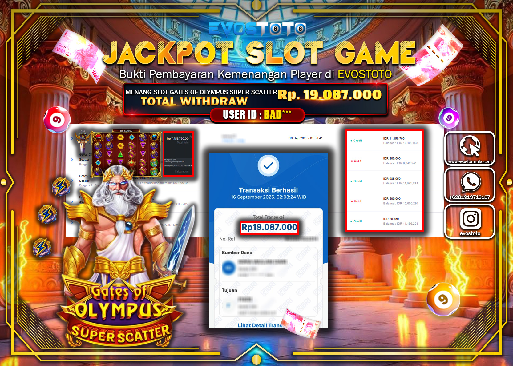 PEMBAYARAN JACKPOT SLOT GATES OF OLYMPUS SUPER SCATTER Rp19.087.000 DI BAYAR LANGSUNG !
