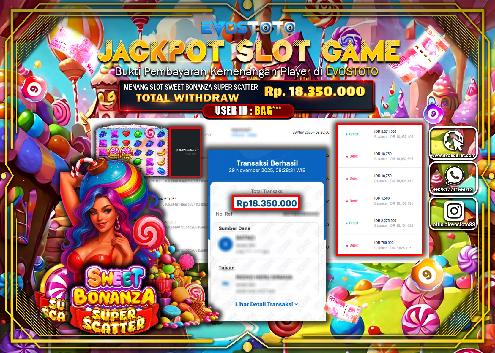 PEMBAYARAN JACKPOT SLOT SWEET BONANZA SUPER SCATTER Rp.18.350.000 DI BAYAR LANGSUNG !