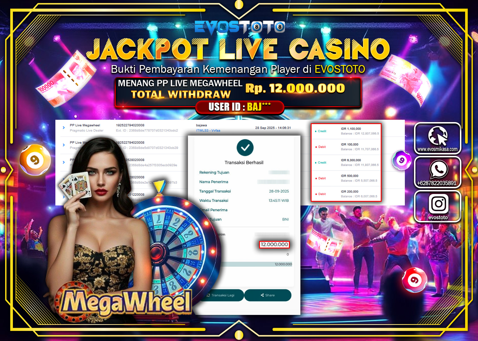 PEMBAYARAN JACKPOT LIVE CASINO PP MEGAWHEEL  Rp12.000.000 DI BAYAR LANGSUNG !