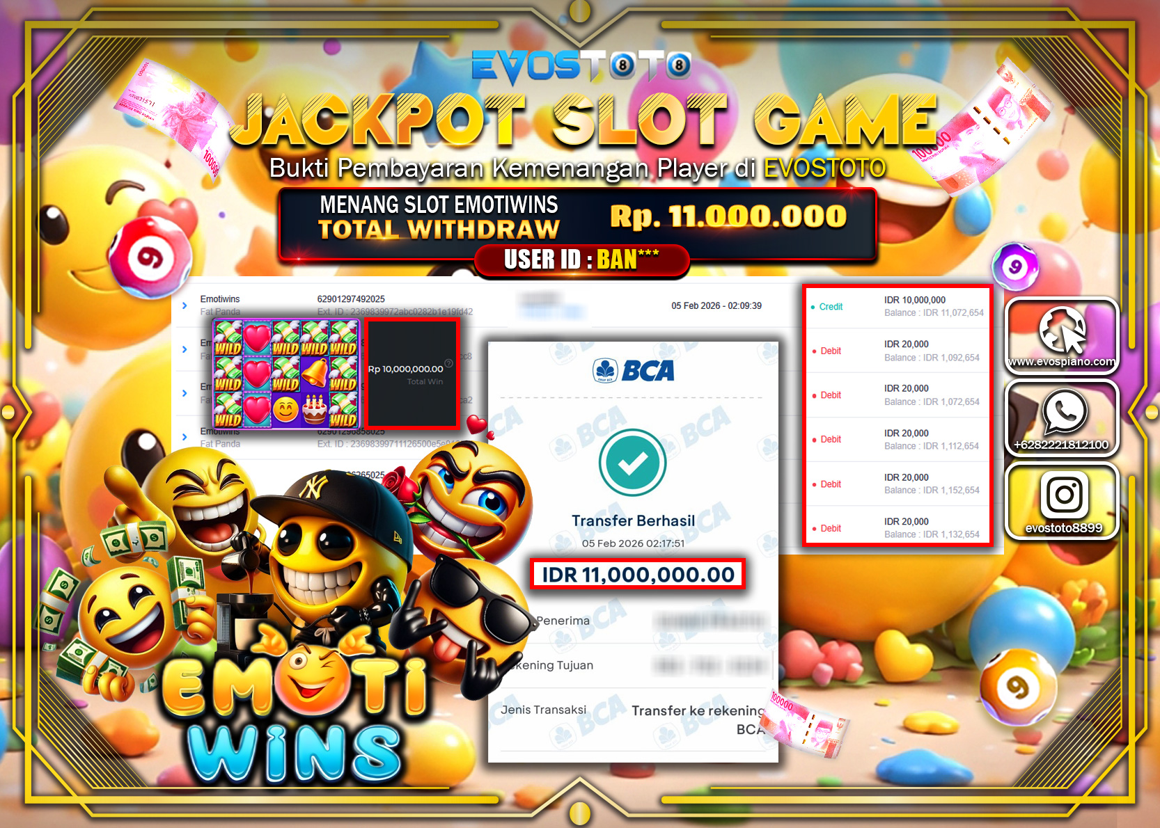 PEMBAYARAN JACKPOT SLOT EMOTIWINS Rp.11.000.000 DI BAYAR LANGSUNG !