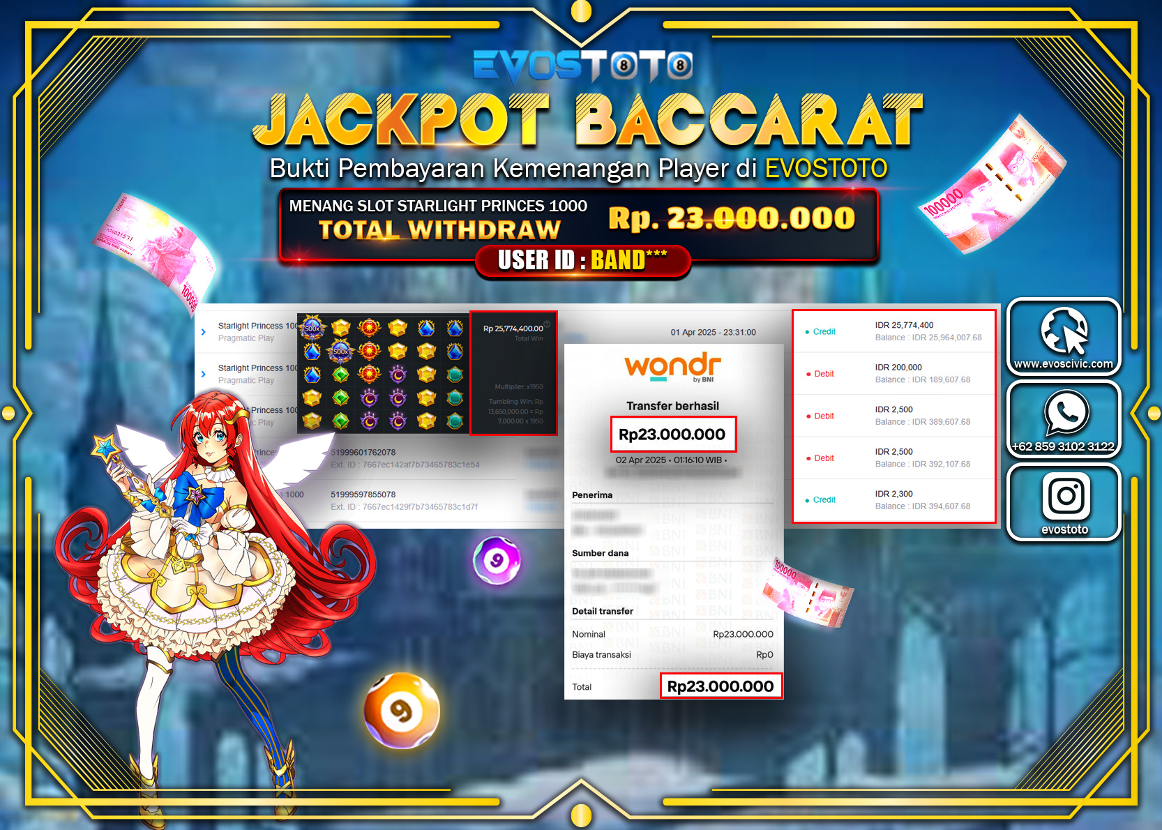 PEMBAYARAN JACKPOT SLOT STARLIGHT PRINCESS 1000 23.000.000 DI BAYAR LANGSUNG !