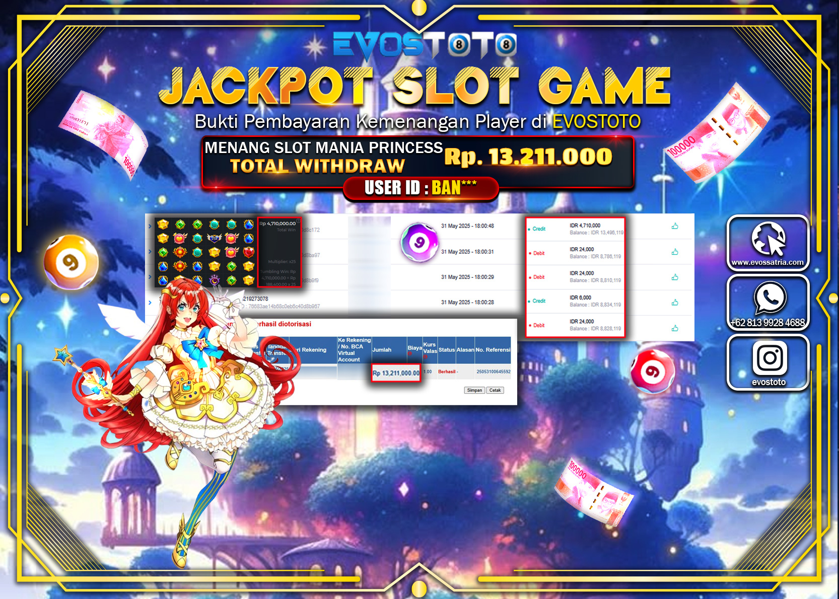 PEMBAYARAN JACKPOT SLOT MANIA PRINCES Rp13.211.000 DI BAYAR LANGSUNG !