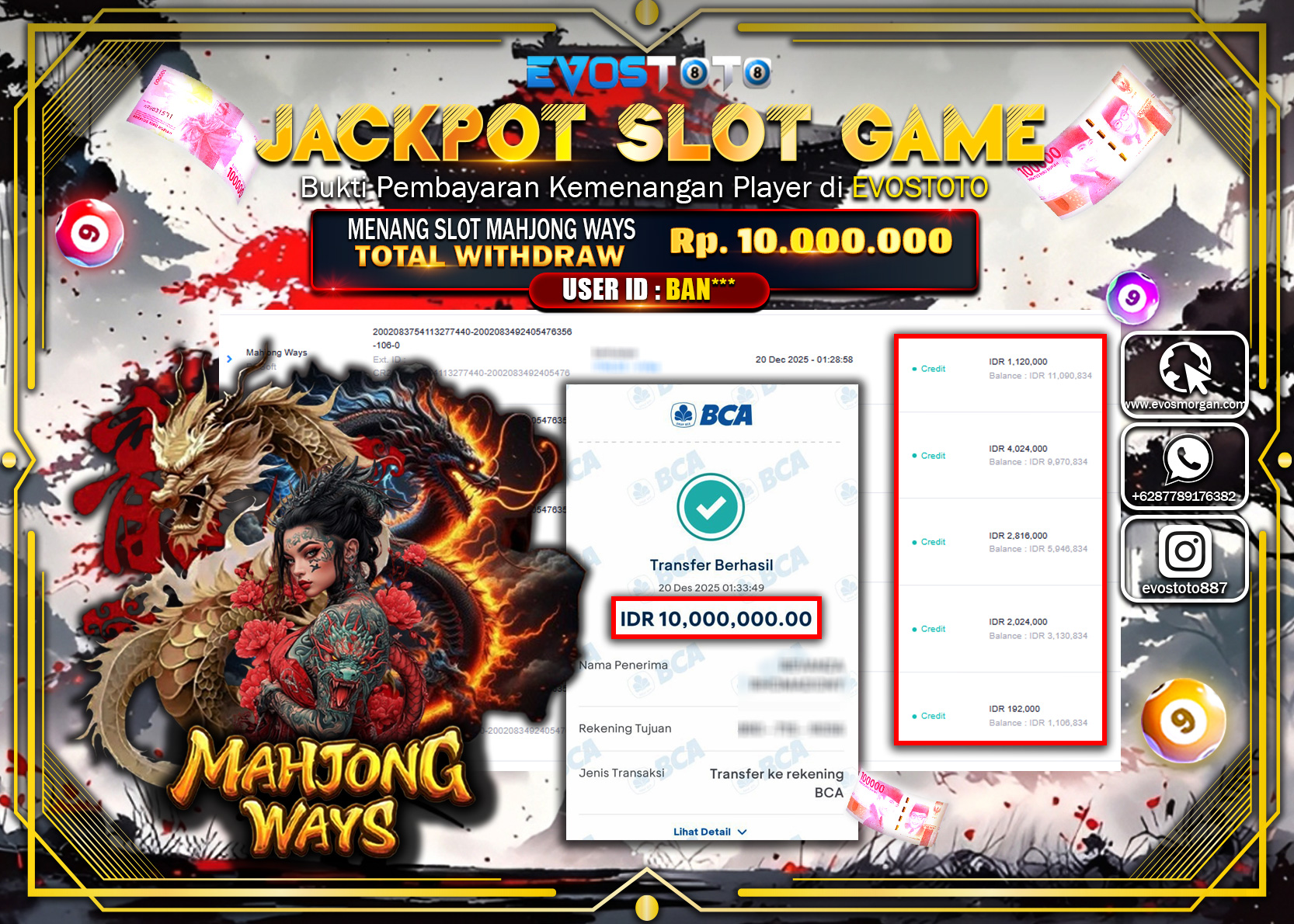 PEMBAYARAN JACKPOT SLOT MAHJONG WAYS Rp.10.000.000 DI BAYAR LANGSUNG !