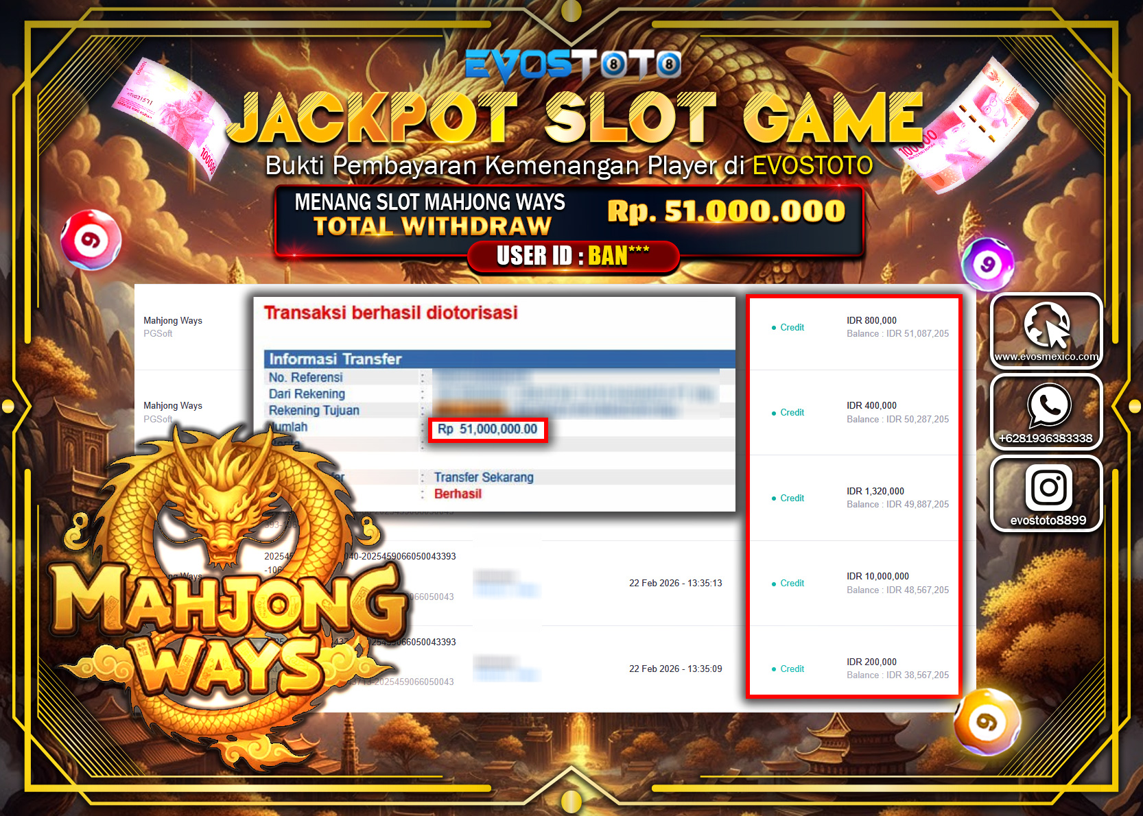 PEMBAYARAN JACKPOT SLOT MAHJONG WAYS Rp.51.000.000 DI BAYAR LANGSUNG !