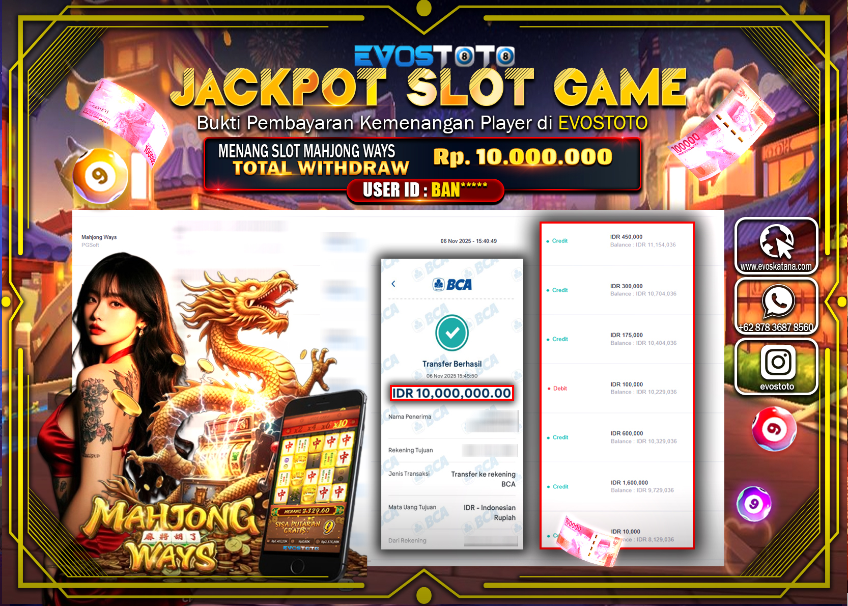 PEMBAYARAN JACKPOT SLOT MAHJONG WAYS Rp10.000.000 DI BAYAR LANGSUNG !