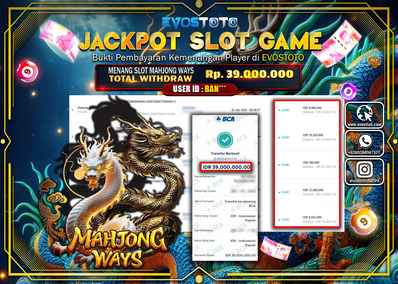 PEMBAYARAN JACKPOT SLOT MAHJONG WAYS Rp.39.000.000 DI BAYAR LANGSUNG !