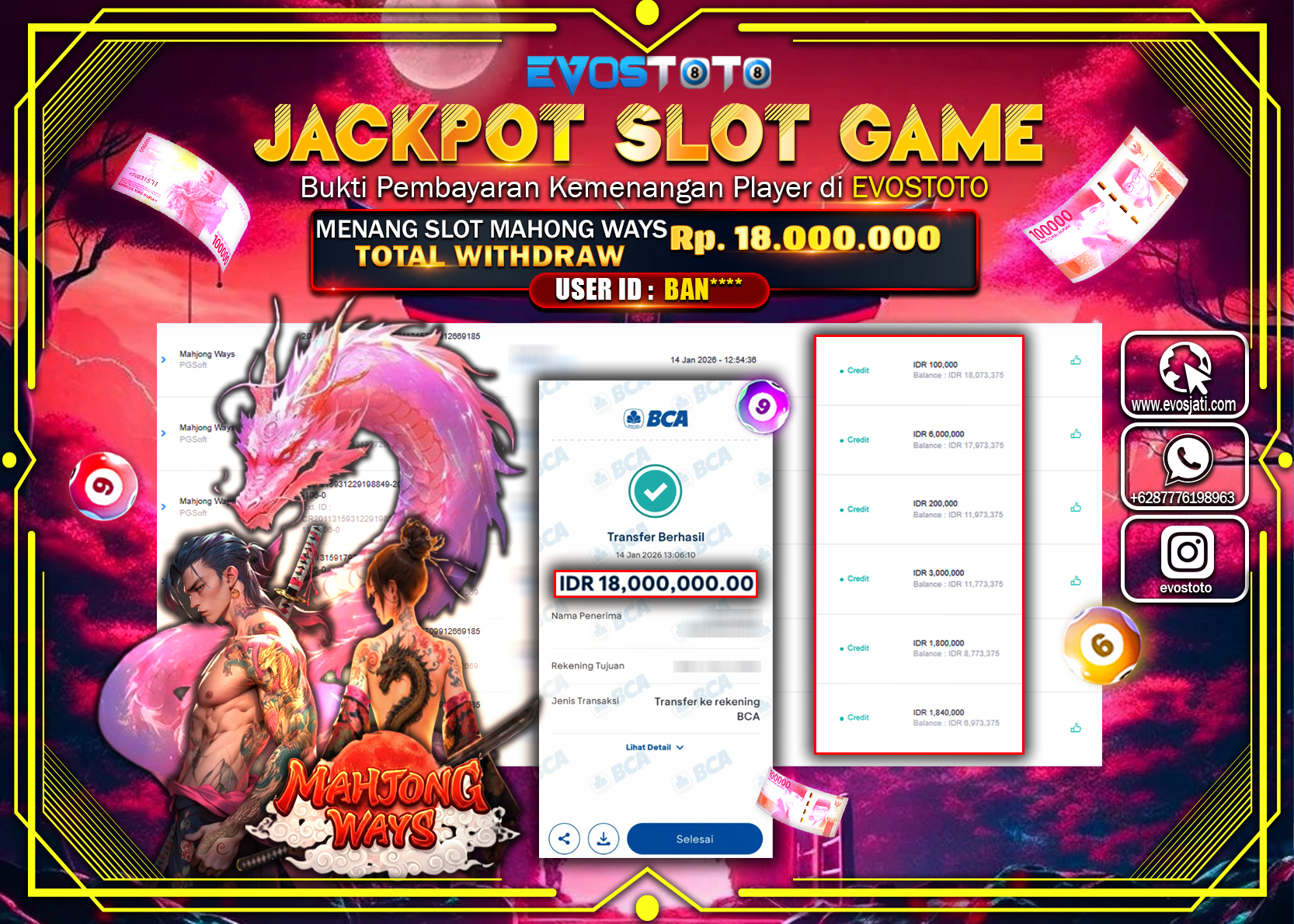 PEMBAYARAN JACKPOT SLOT MAHJONG WAYS Rp.18.000.000 DI BAYAR LANGSUNG !