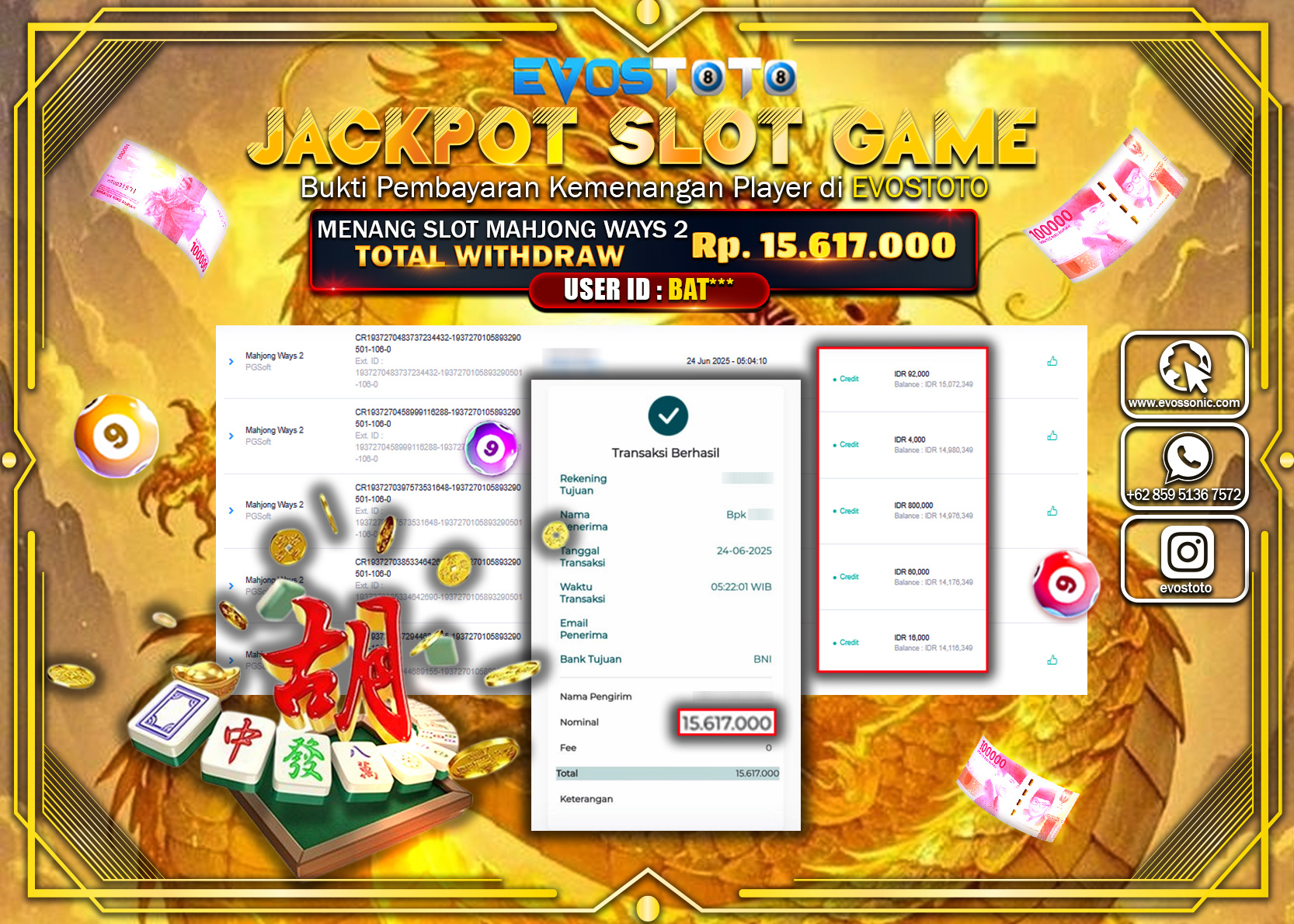 PEMBAYARAN JACKPOT SLOT MAHJONG WAYS 2 RP15.617.000 DI BAYAR LANGSUNG !