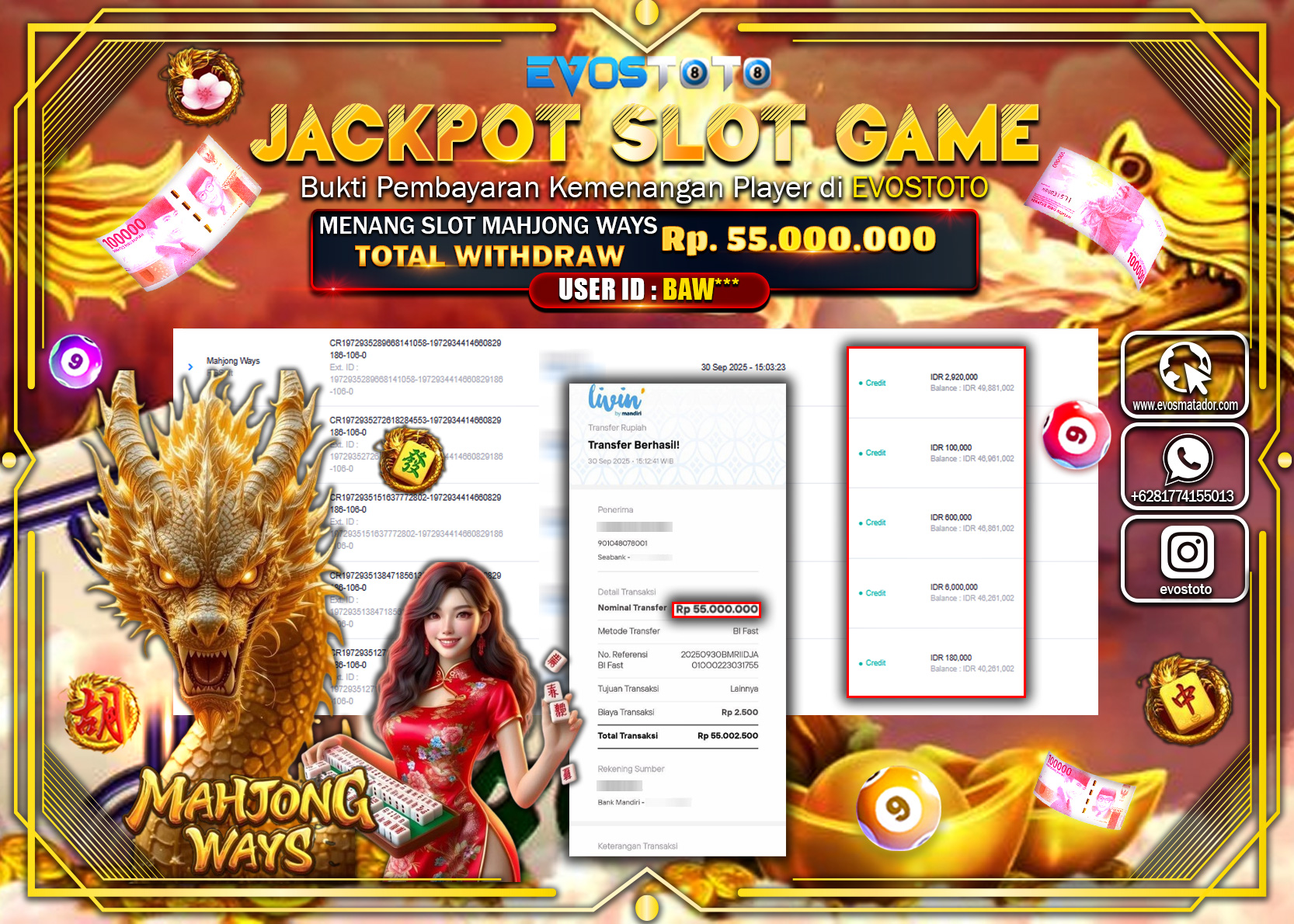 PEMBAYARAN JACKPOT SLOT MAHJONG WAYS  Rp55.000.000 DI BAYAR LANGSUNG !