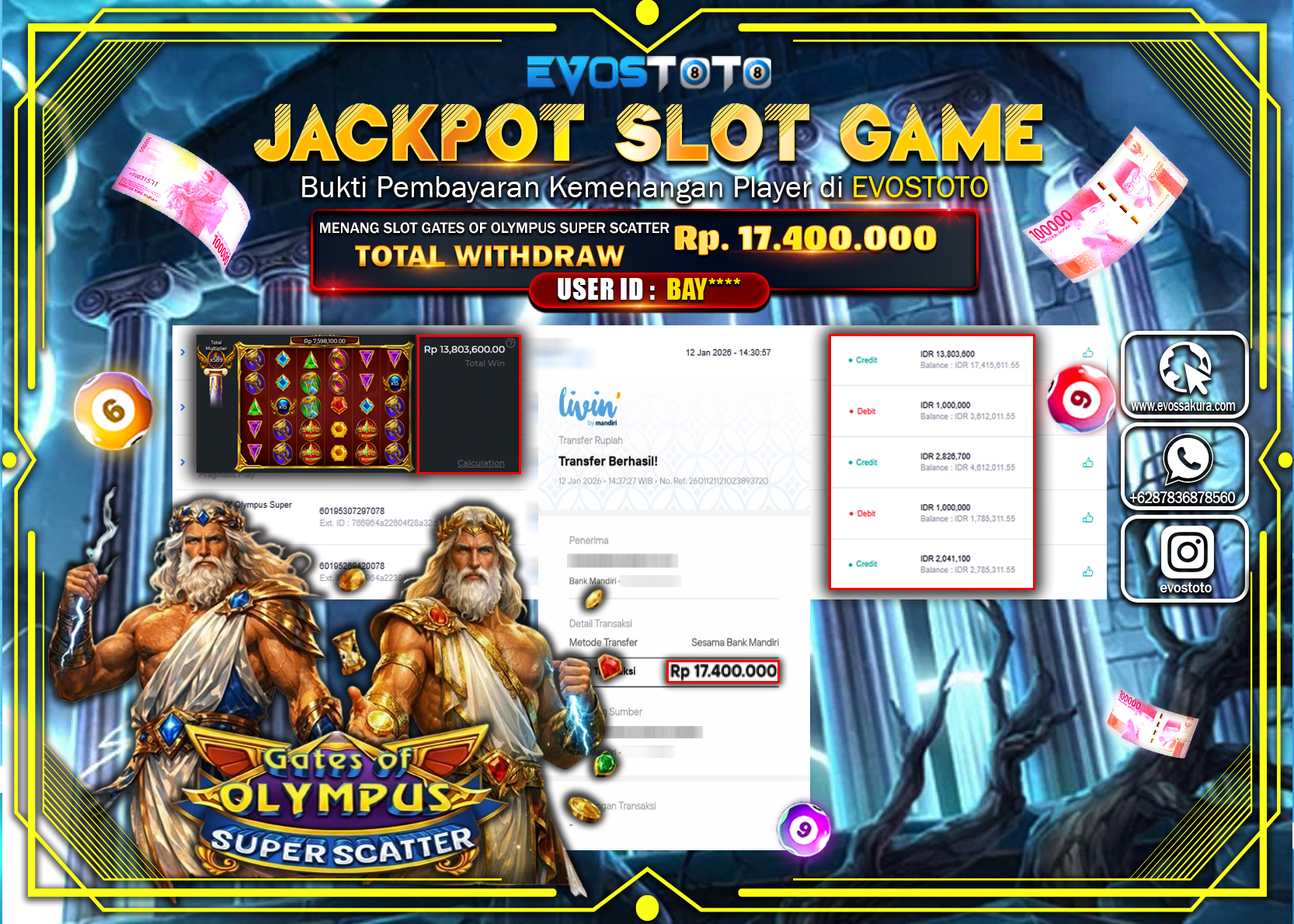 PEMBAYARAN JACKPOT SLOT GATES OF OLYMPUS SUPER SCATTER Rp.17.400.000 DI BAYAR LANGSUNG !