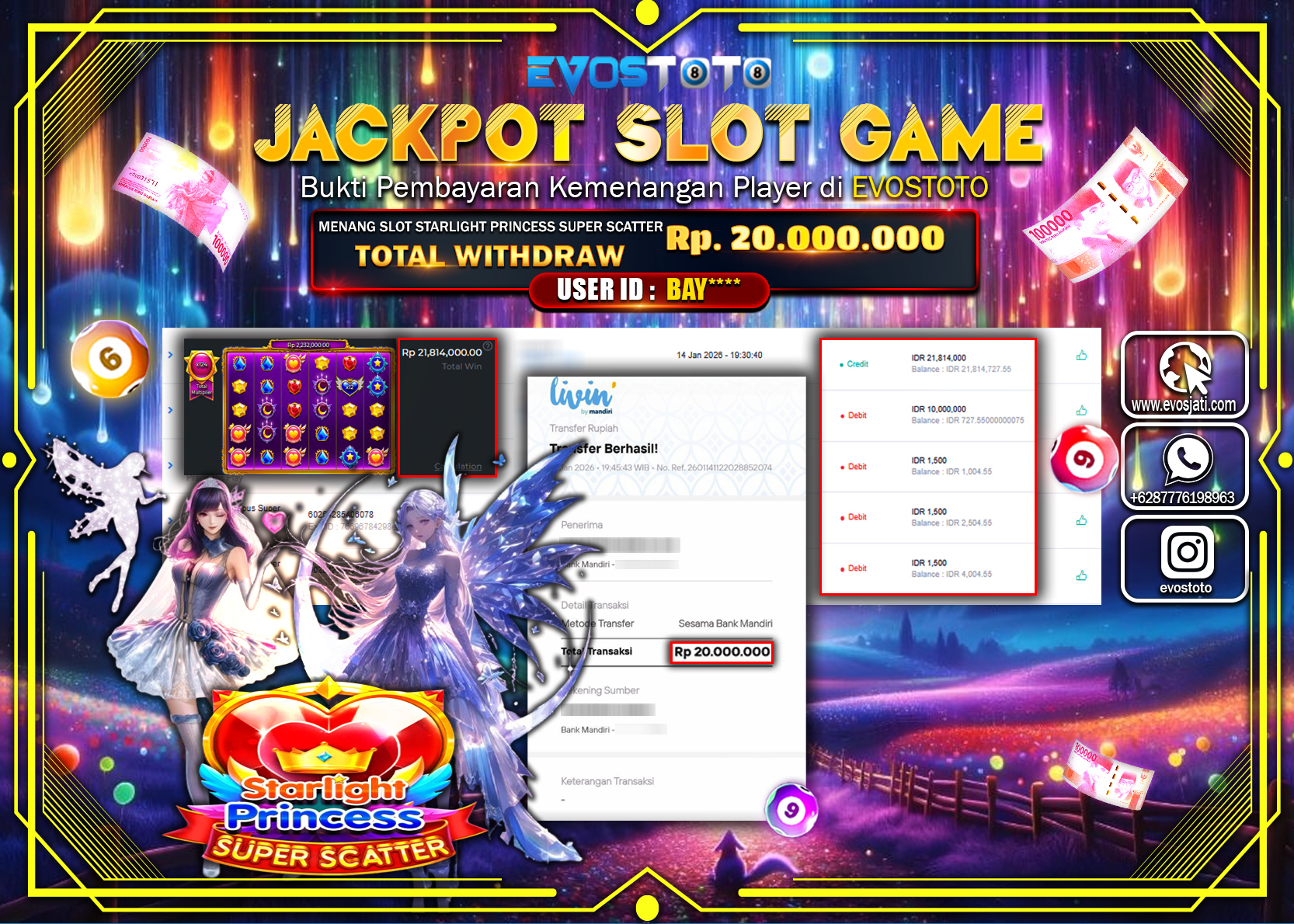PEMBAYARAN JACKPOT SLOT STARLIGHT PRINCESS SUPER SCATTER  Rp.20.000.000 DI BAYAR LANGSUNG !