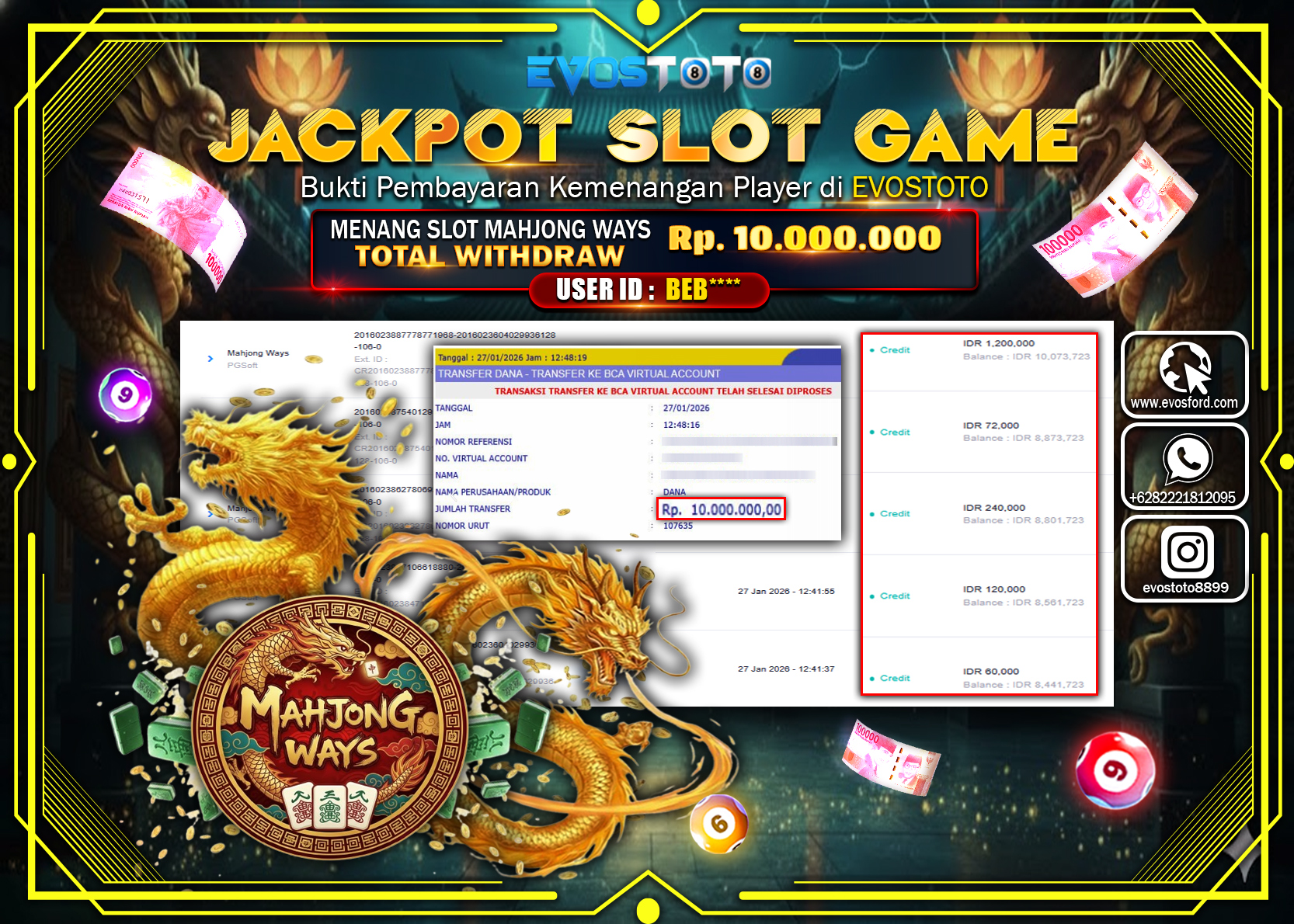 PEMBAYARAN JACKPOT SLOT MAHJONG WAYS Rp.10.000.000 DI BAYAR LANGSUNG !