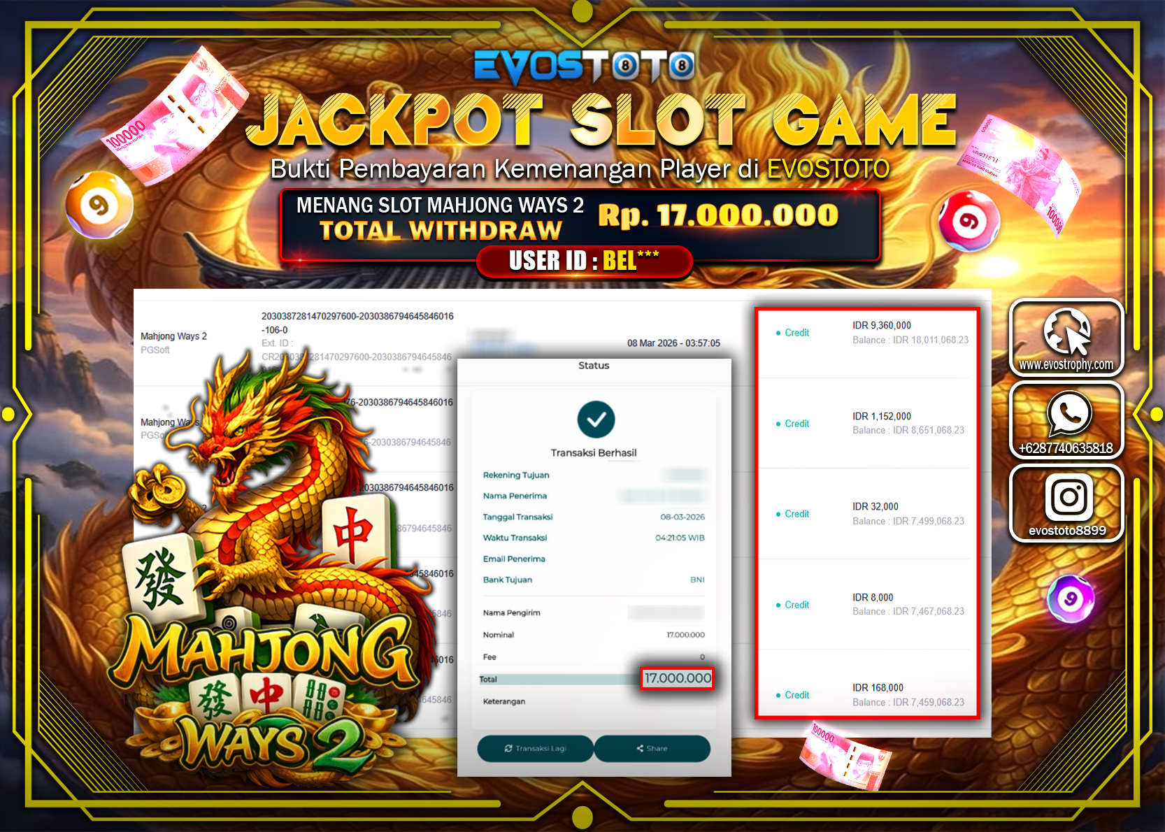 PEMBAYARAN JACKPOT SLOT MAHJONG WAYS 2 Rp.17.000.000 DI BAYAR LANGSUNG !