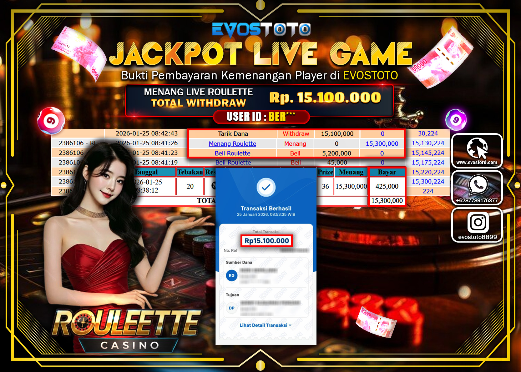 PEMBAYARAN JACKPOT LIVE ROULETTE Rp.15.100.000 DI BAYAR LANGSUNG !