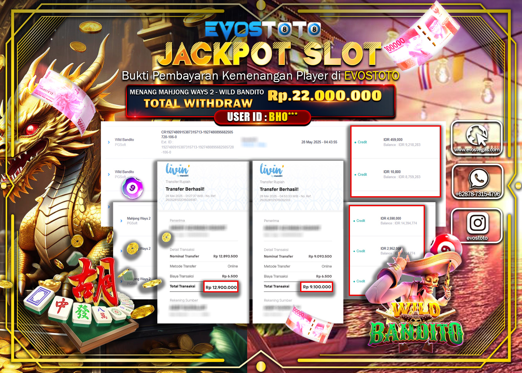 PEMBAYARAN JACKPOT SLOT MAHJONG WAYS 2 - WILD BANDITO Rp22.000.000 DI BAYAR LANGSUNG !