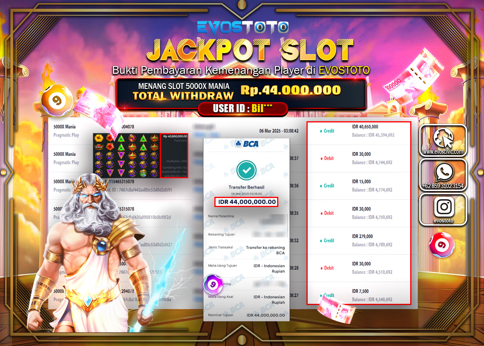 PEMBAYARAN JACKPOT SLOT 5000X MANIA Rp.44.000.000 DI BAYAR LANGSUNG !