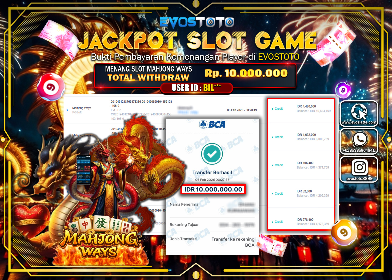 PEMBAYARAN JACKPOT SLOT MAHJONG WAYS  Rp.10.000.000 DI BAYAR LANGSUNG !