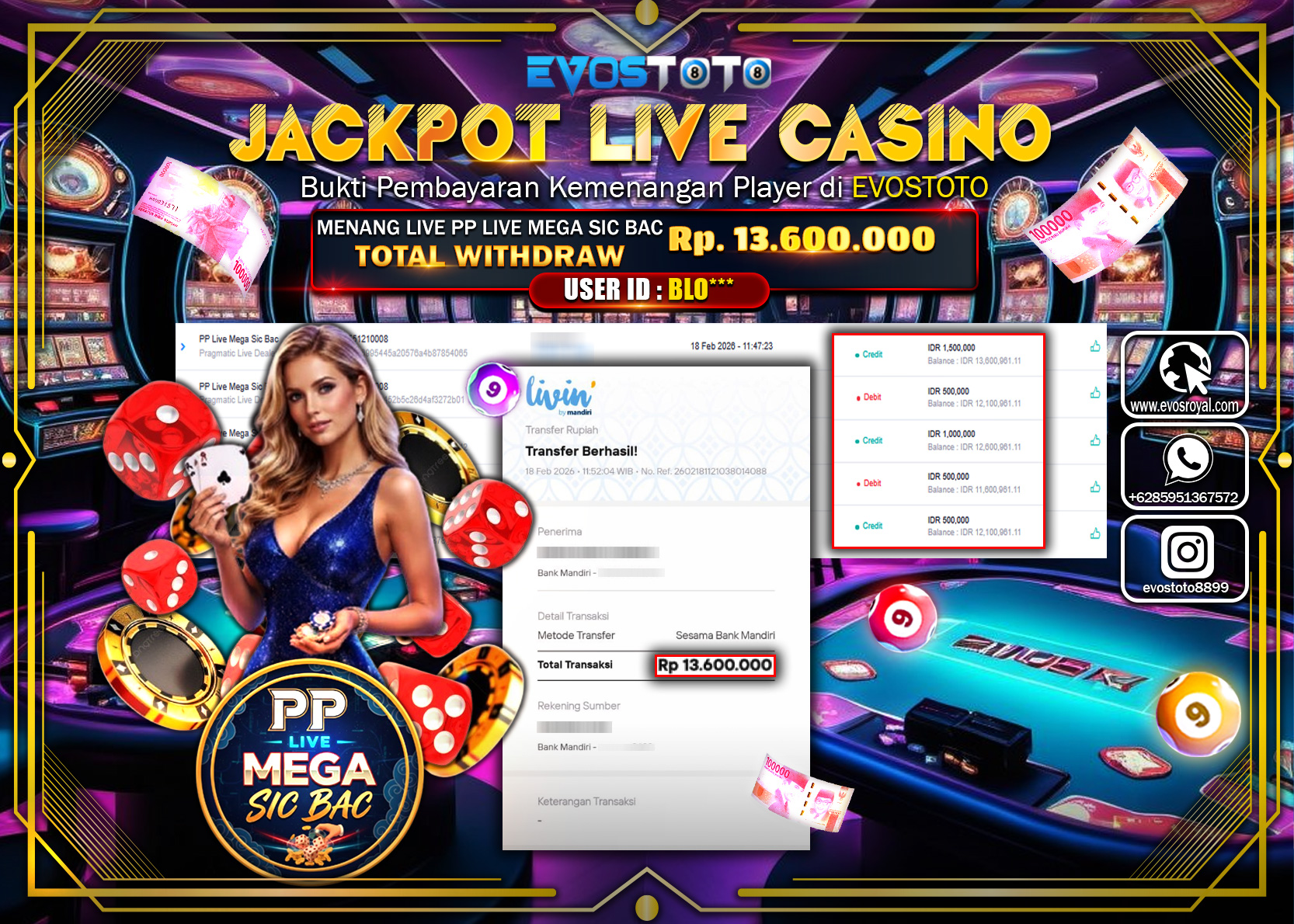 PEMBAYARAN JACKPOT LIVE PP MEGA SIC BAC Rp.13.600.000 DI BAYAR LANGSUNG !