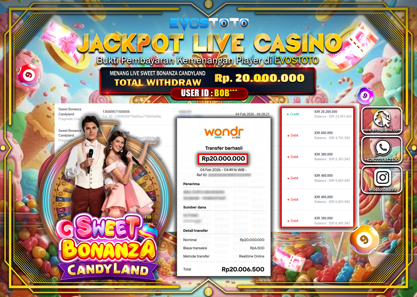 PEMBAYARAN JACKPOT LIVE SWEET BONANZA CANDYLAND Rp.20.000.000 DI BAYAR LANGSUNG !