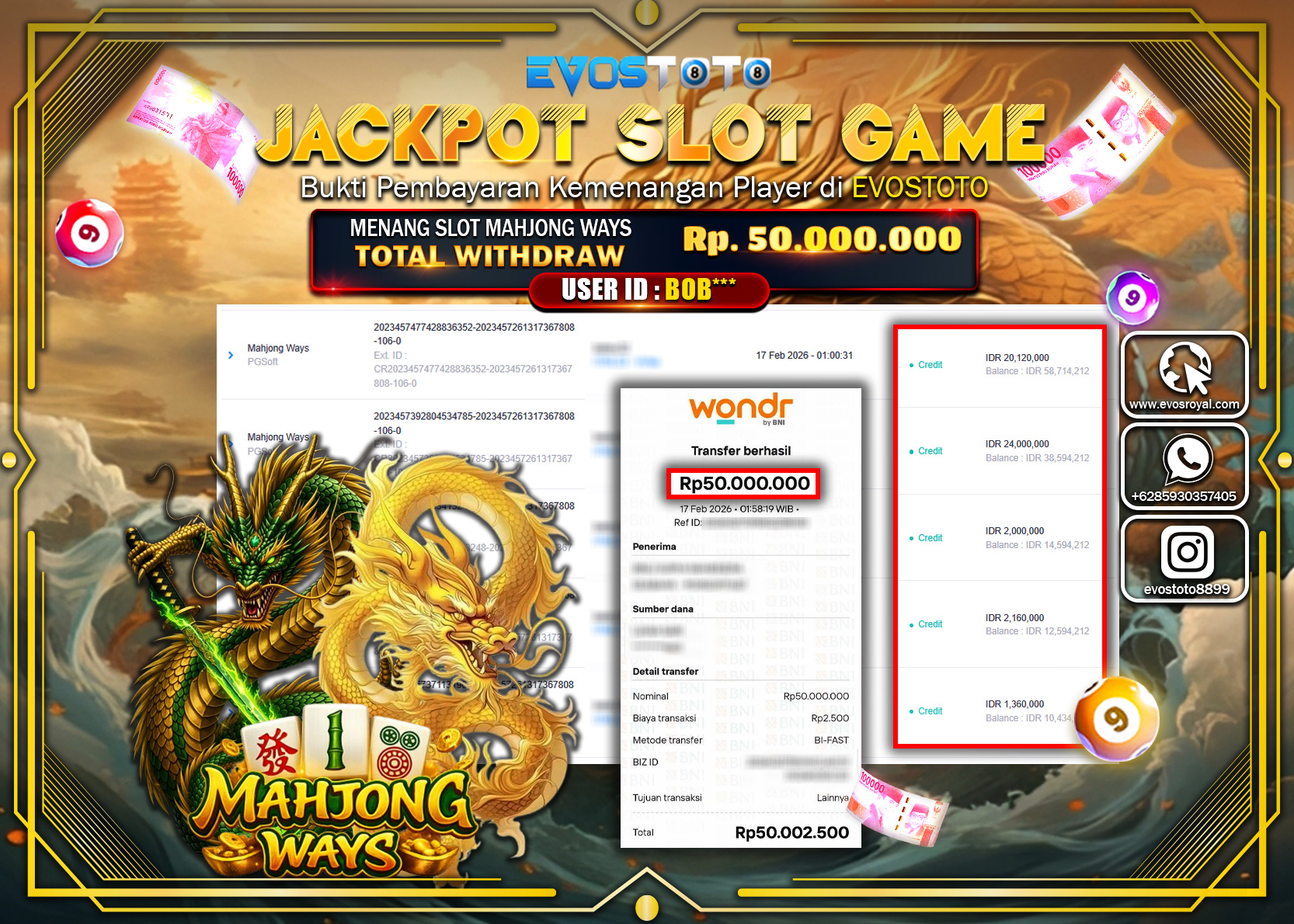 PEMBAYARAN JACKPOT SLOT MAHJONG WAYS Rp.50.000.000 DI BAYAR LANGSUNG !