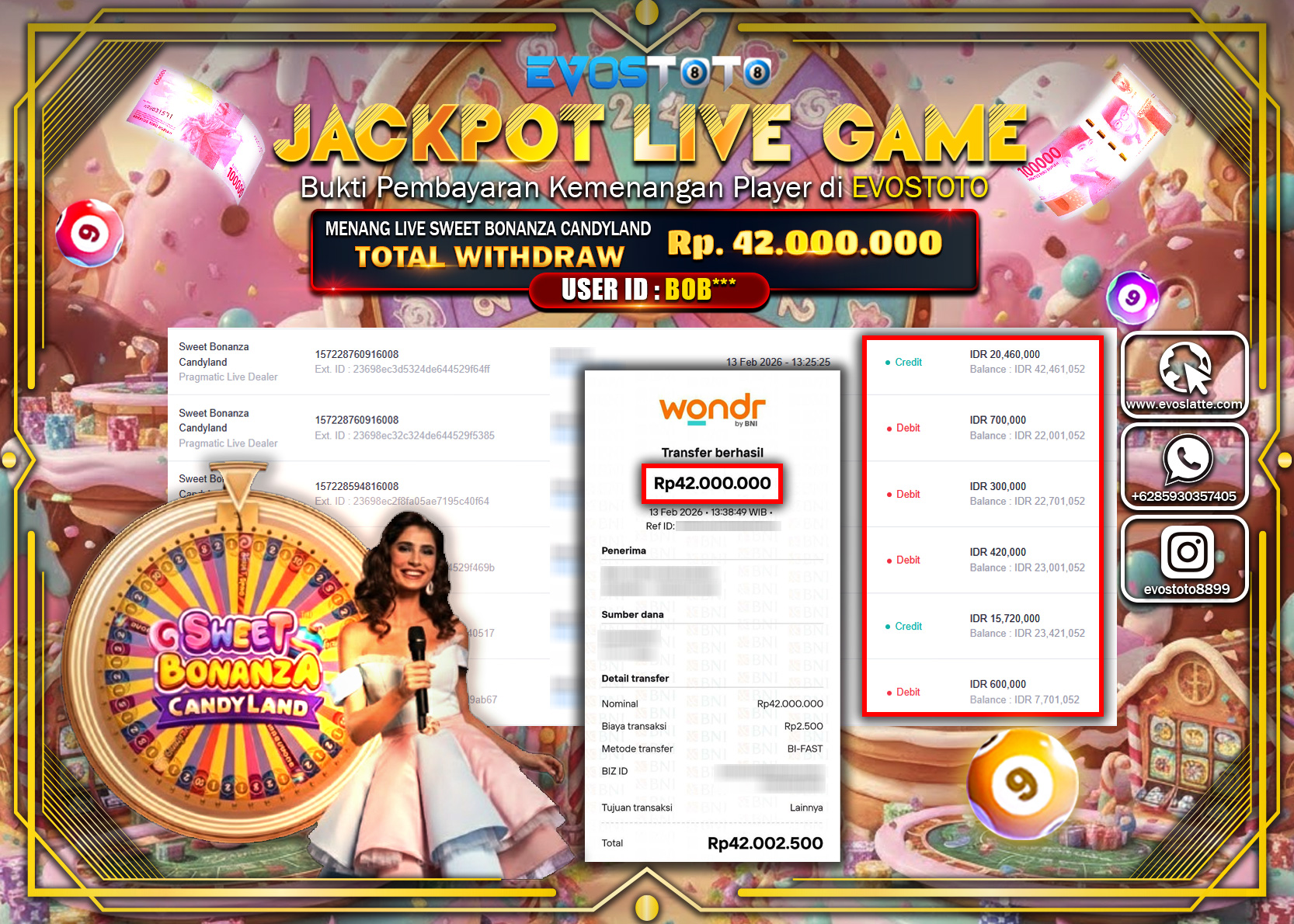 PEMBAYARAN JACKPOT LIVE GAME SWEET BONANZA CANDYLAND Rp.42.000.000 DI BAYAR LANGSUNG !