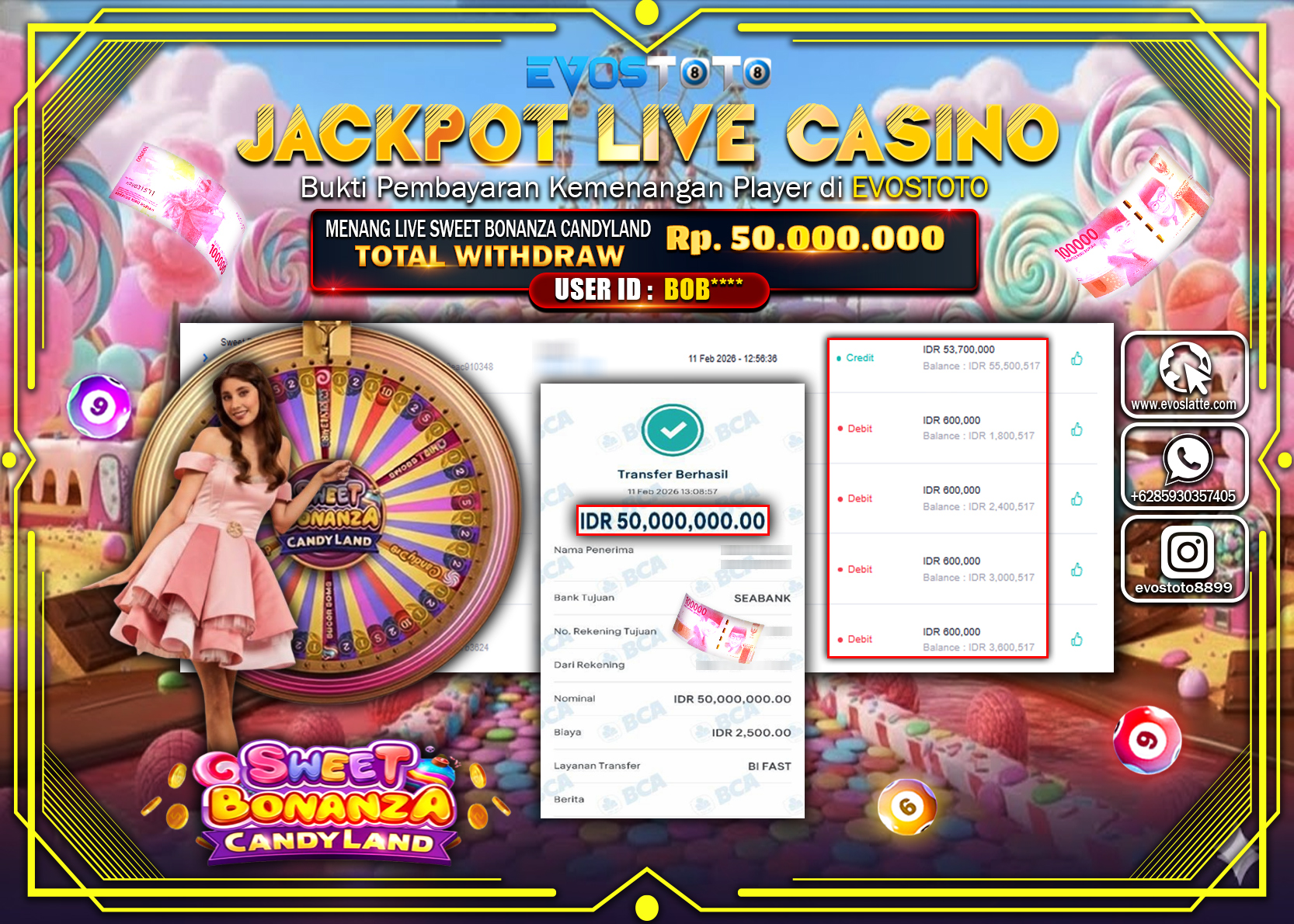 PEMBAYARAN JACKPOT LIVE SWEET BONANZA CANDYLAND Rp.50.000.000 DI BAYAR LANGSUNG !