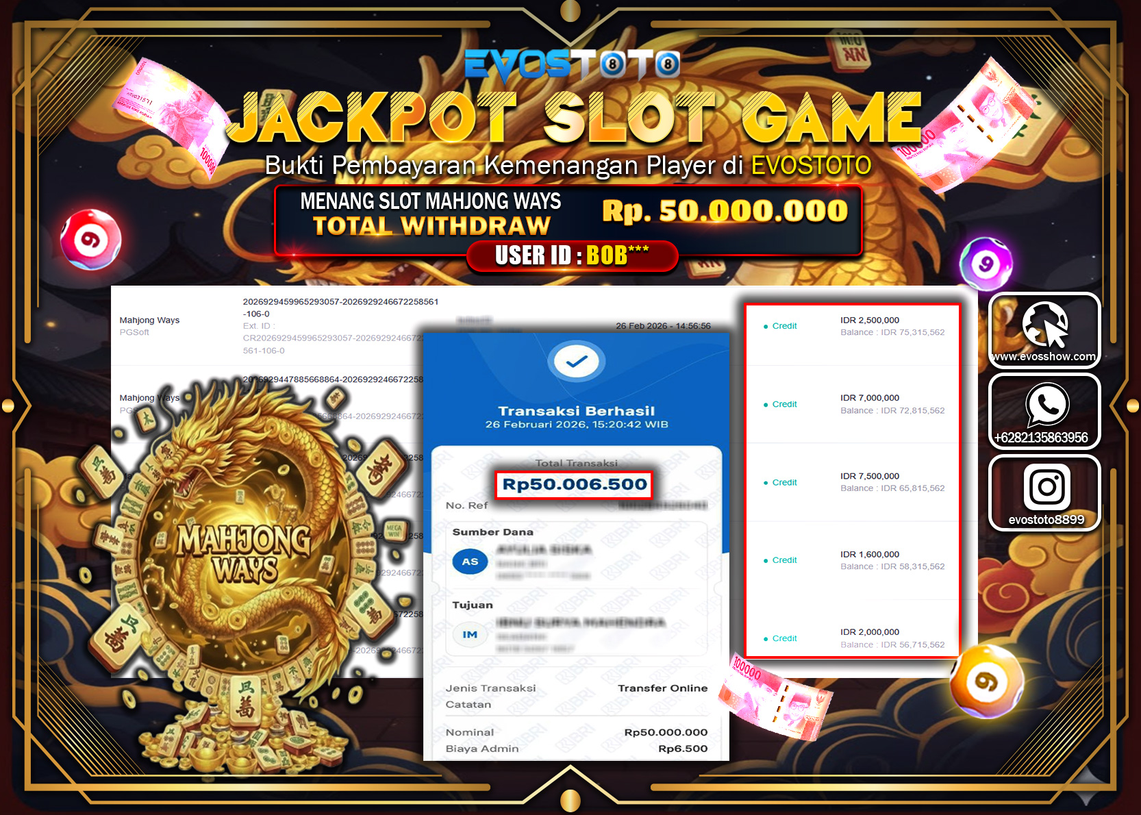 PEMBAYARAN JACKPOT SLOT MAHJONG WAYS Rp.50.000.000 DI BAYAR LANGSUNG !