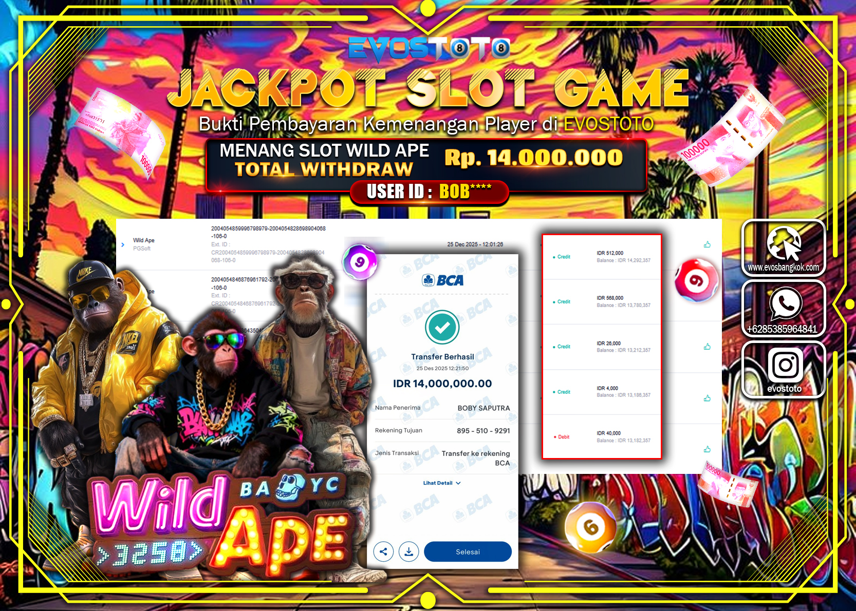 PEMBAYARAN JACKPOT SLOT WILD APE Rp.14.000.000 DI BAYAR LANGSUNG !