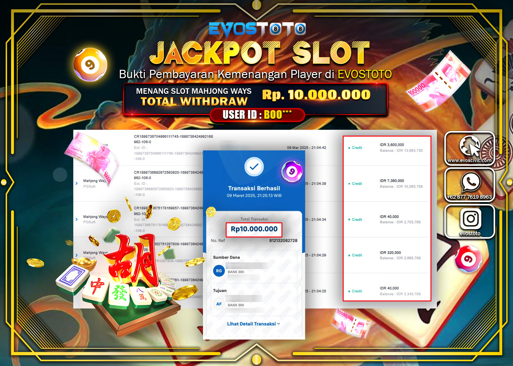 PEMBAYARAN JACKPOT SLOT MAHJJONG WAYS Rp.10.000.000 DI BAYAR LANGSUNG !
