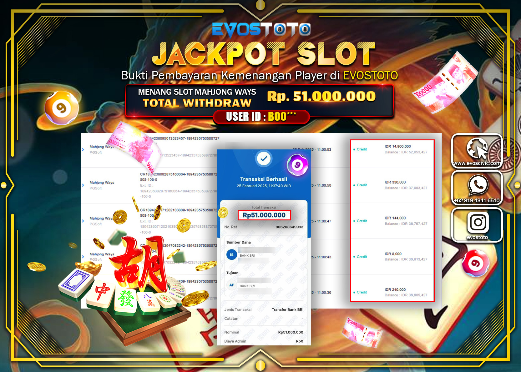 PEMBAYARAN JACKPOT SLOT MAHJONG WAYS Rp.51.000.000 DI BAYAR LANGSUNG !