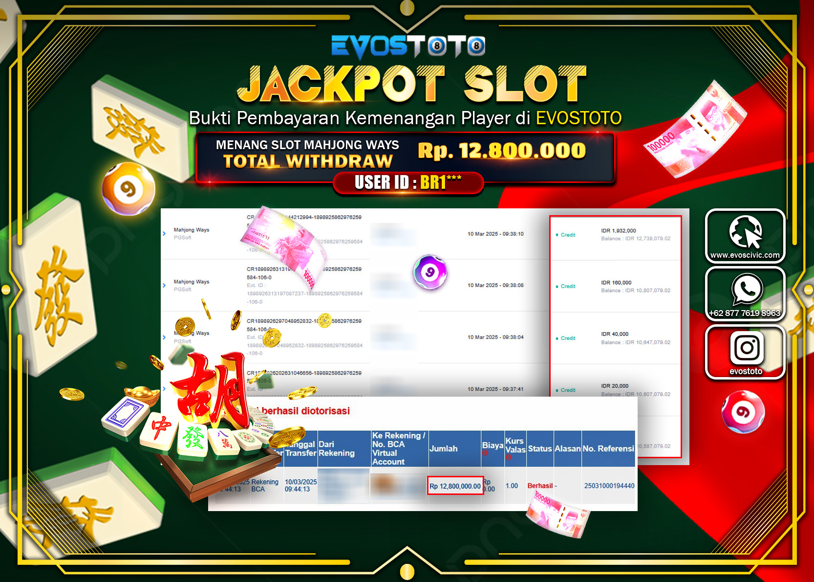 PEMBAYARAN JACKPOT SLOT MAHJJONG WAYS Rp.12.800.000 DI BAYAR LANGSUNG !