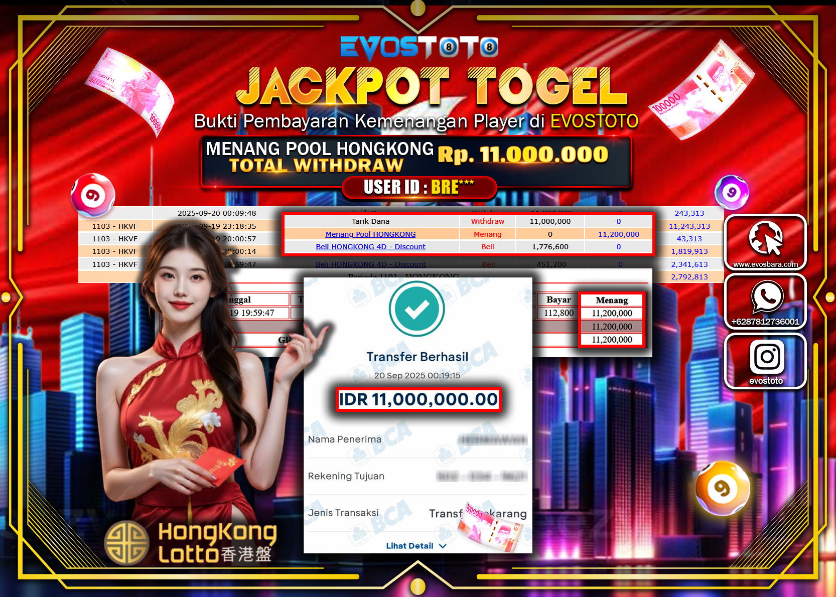 PEMBAYARAN JACKPOT TOGEL HONGKONG LOTTO Rp11.000.000 DI BAYAR LANGSUNG !