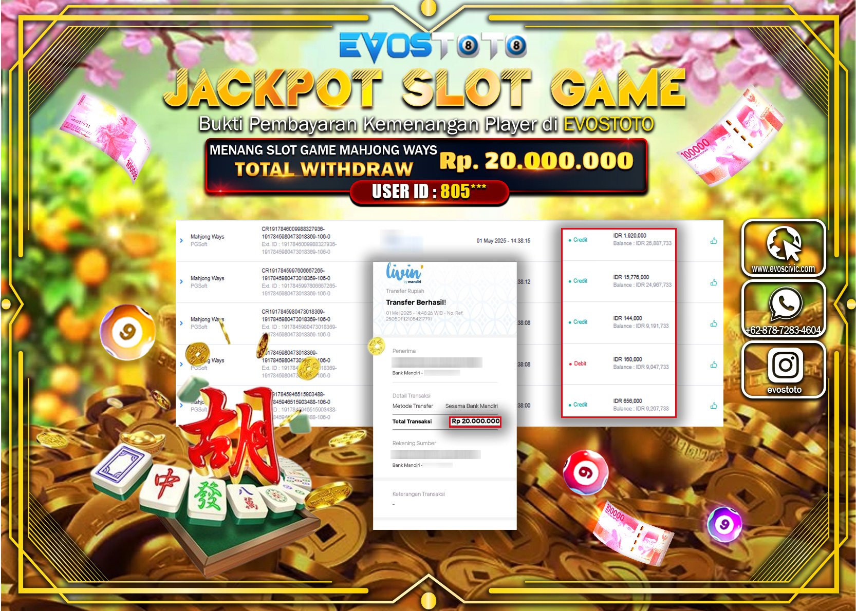 PEMBAYARAN JACKPOT SLOT MAHJONG WAYS Rp.20.000.000 DI BAYAR LANGSUNG !