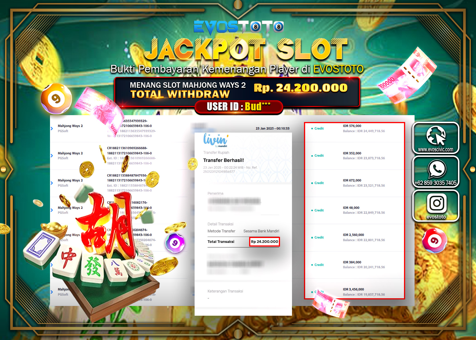 PEMBAYARAN JACKPOT SLOT MAHJONG WAYS 2 Rp.24.200.000 DI BAYAR LANGSUNG !