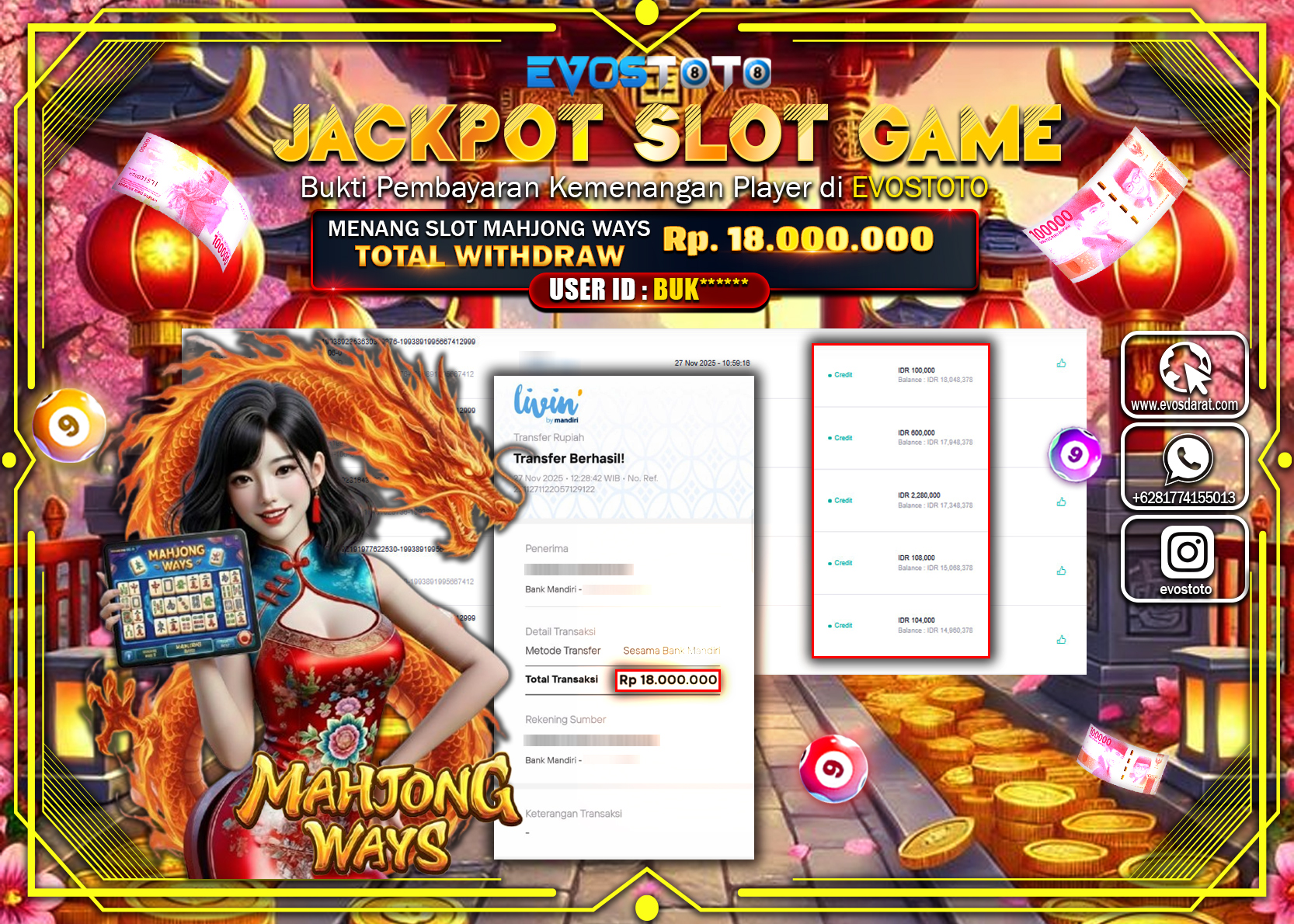 PEMBAYARAN JACKPOT SLOT GAME Rp.18.000.000 DI BAYAR LANGSUNG !