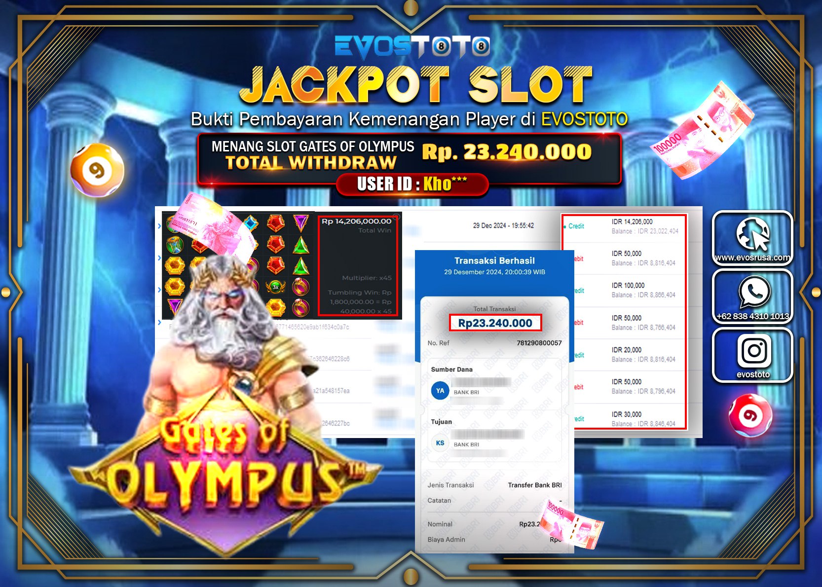 PEMBAYARAN JACKPOT SLOT GATES OF OLYMPUS  Rp.23.240.000 DI BAYAR LANGSUNG !